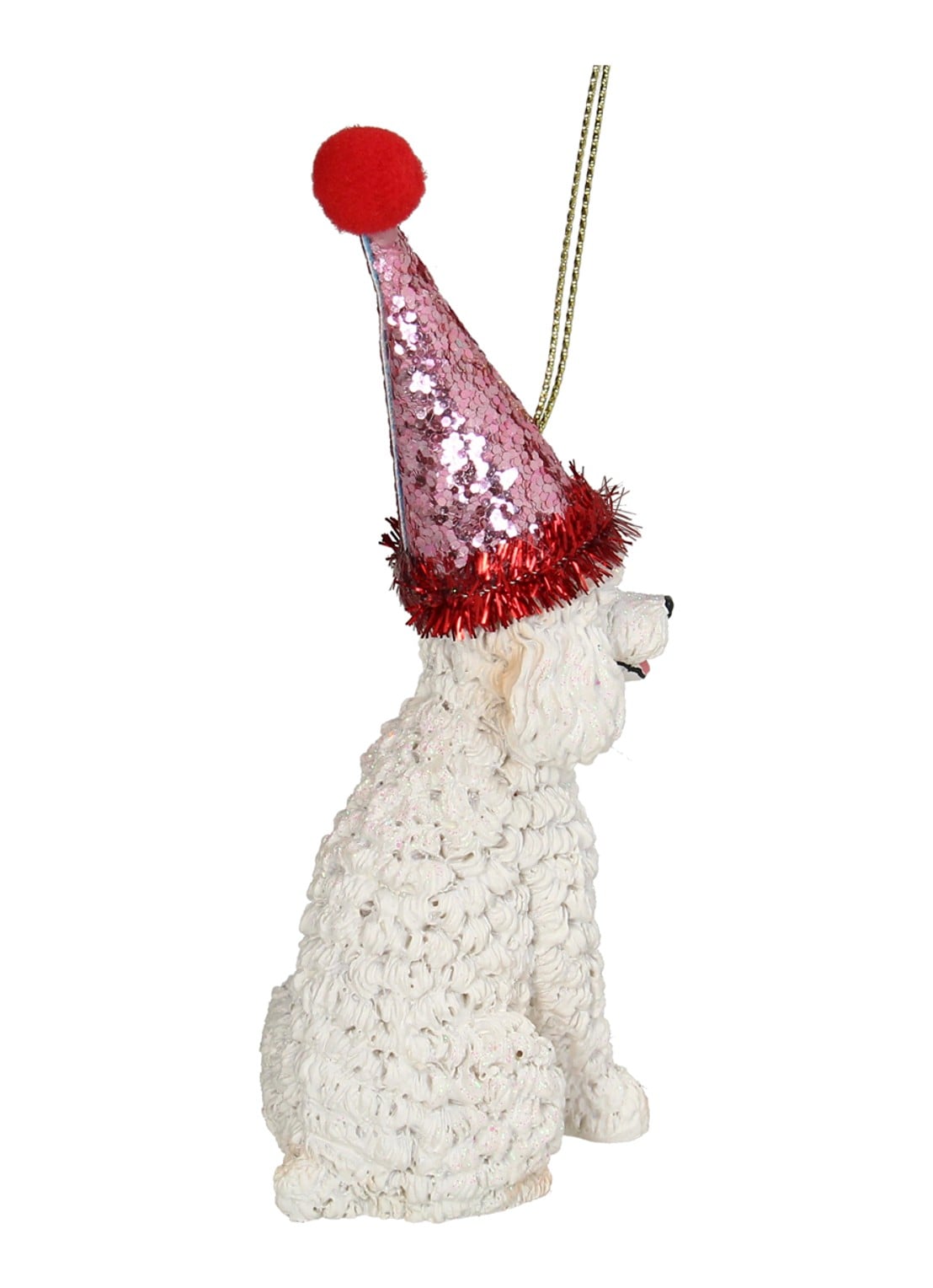 HD Collection Labradoodle kersthanger 12,7 cm - voorkant 3 wit