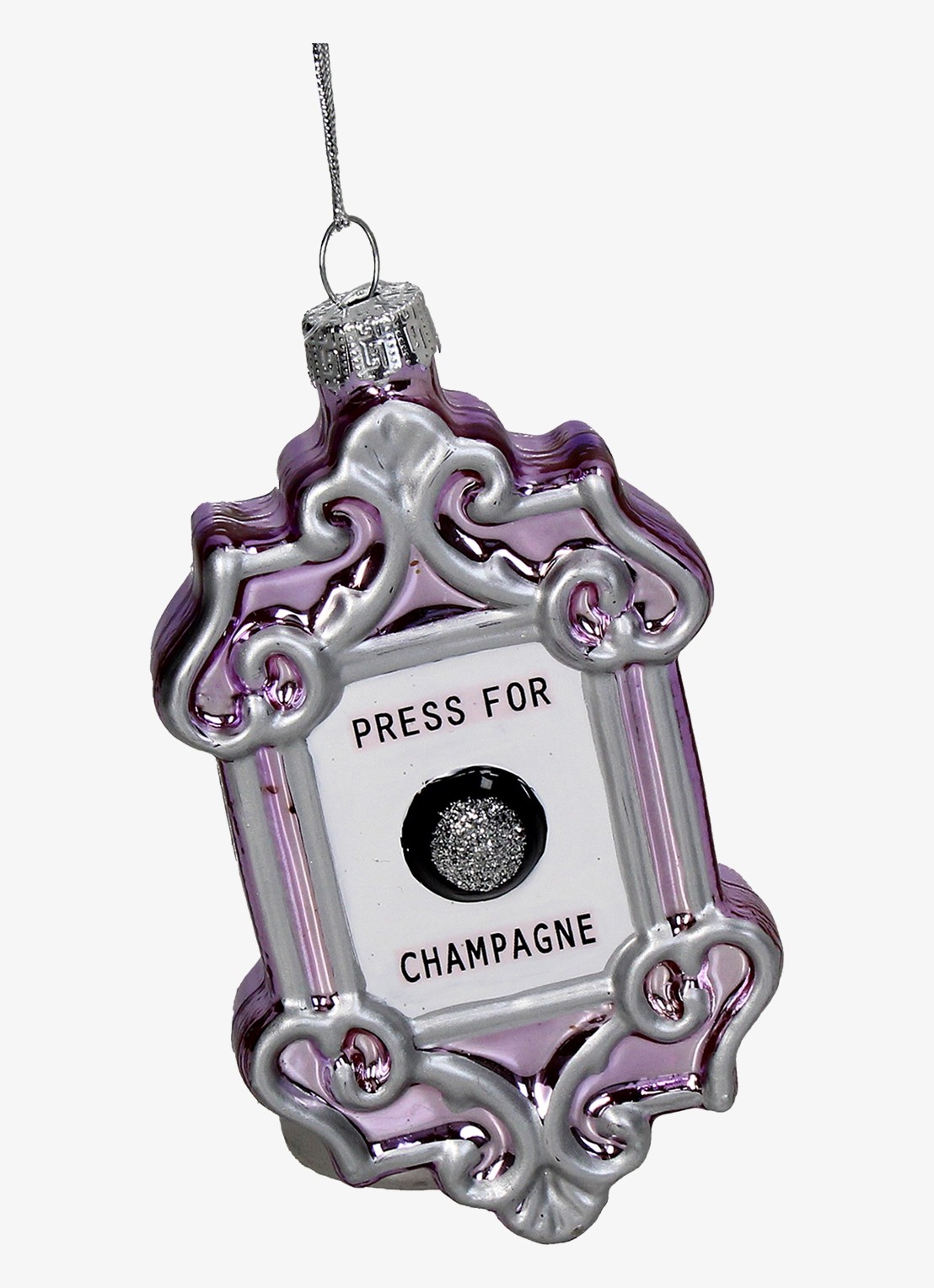 HD Collection Press for Champagne kersthanger 12 cm - voorkant 2 paars