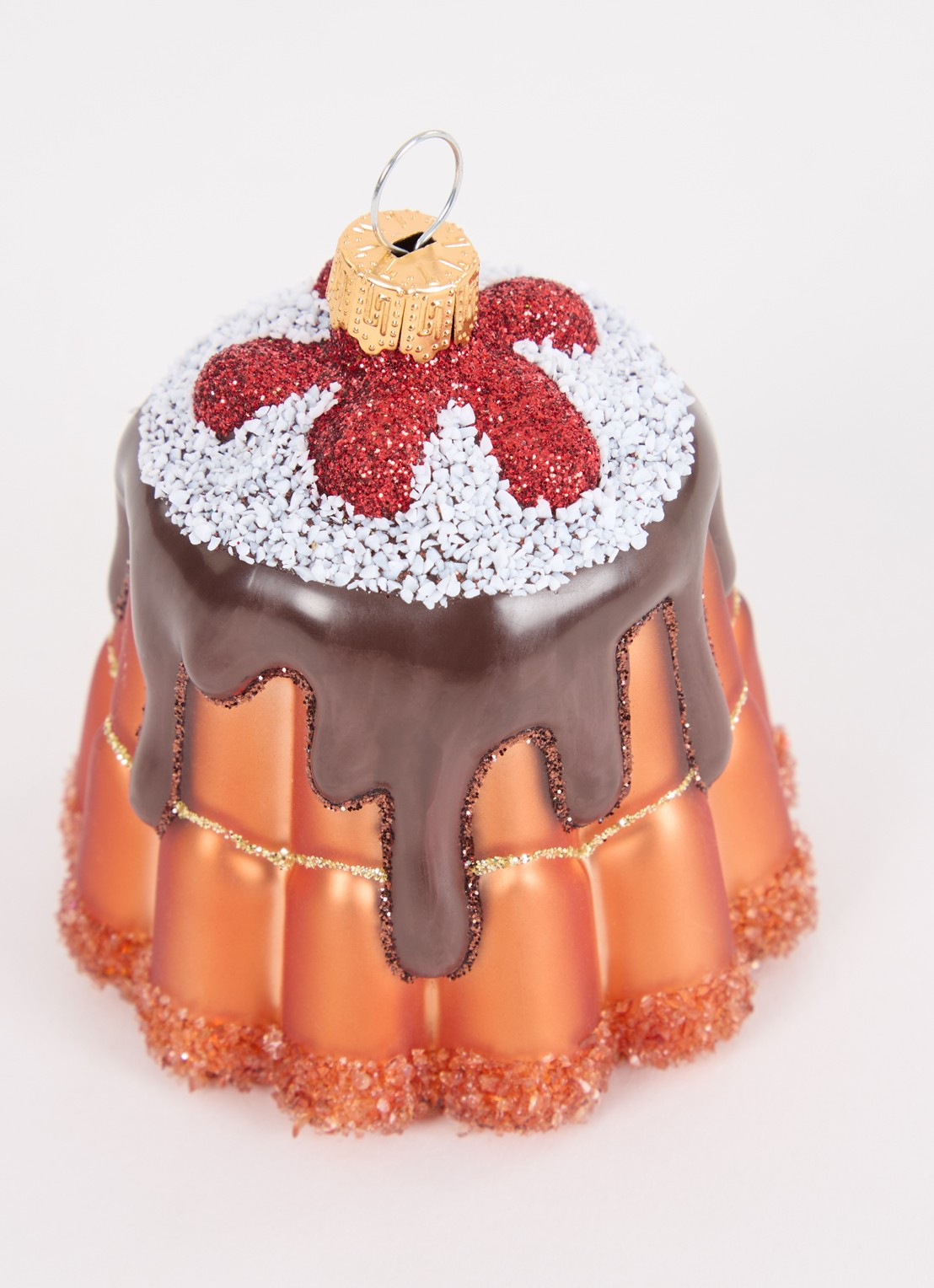 HD Collection Pudding kersthanger 6 cm - detail bruin