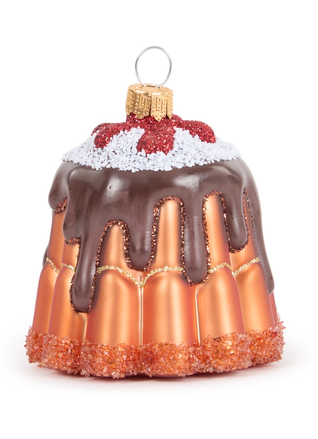HD Collection Pudding kersthanger 6 cm - voorkant 2 bruin