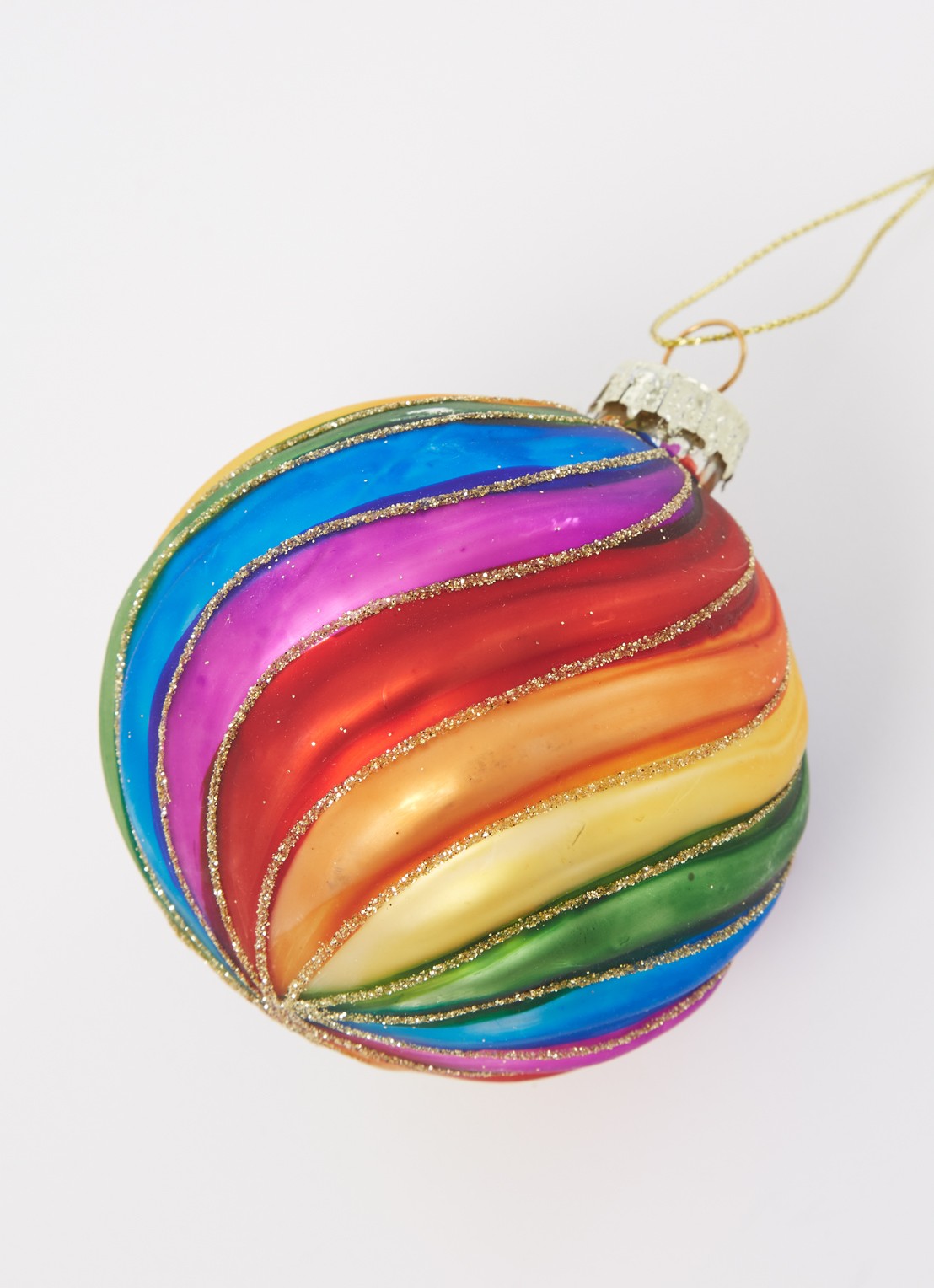 HD Collection Rainbow kerstbal 7 cm - detail 3 multicolor