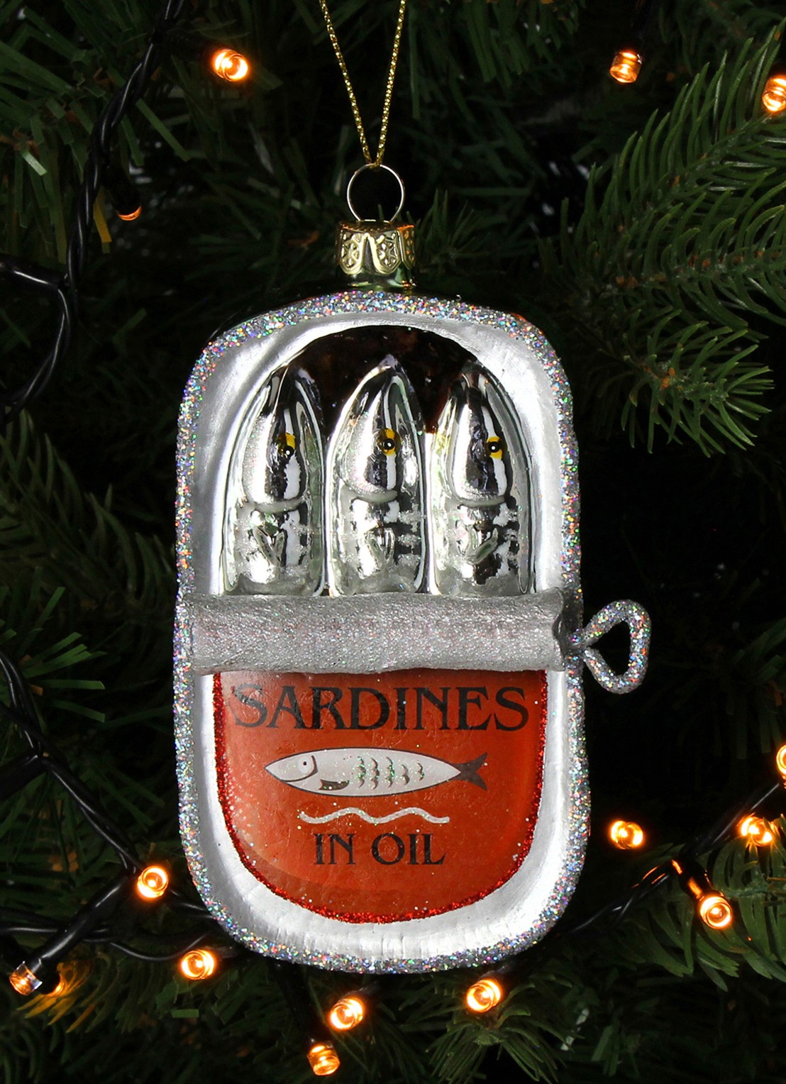 HD Collection Sardine kersthanger 12 cm - voorkant 3 zilver