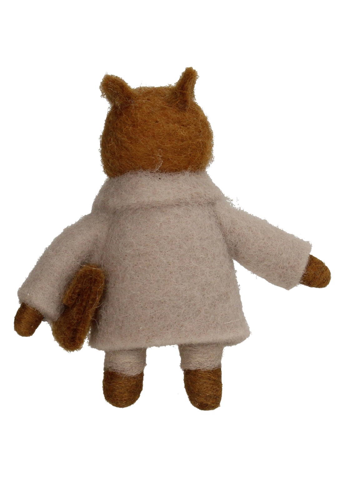 HD Collection Uil met Jas kersthanger 12 cm - achterkant 3 beige