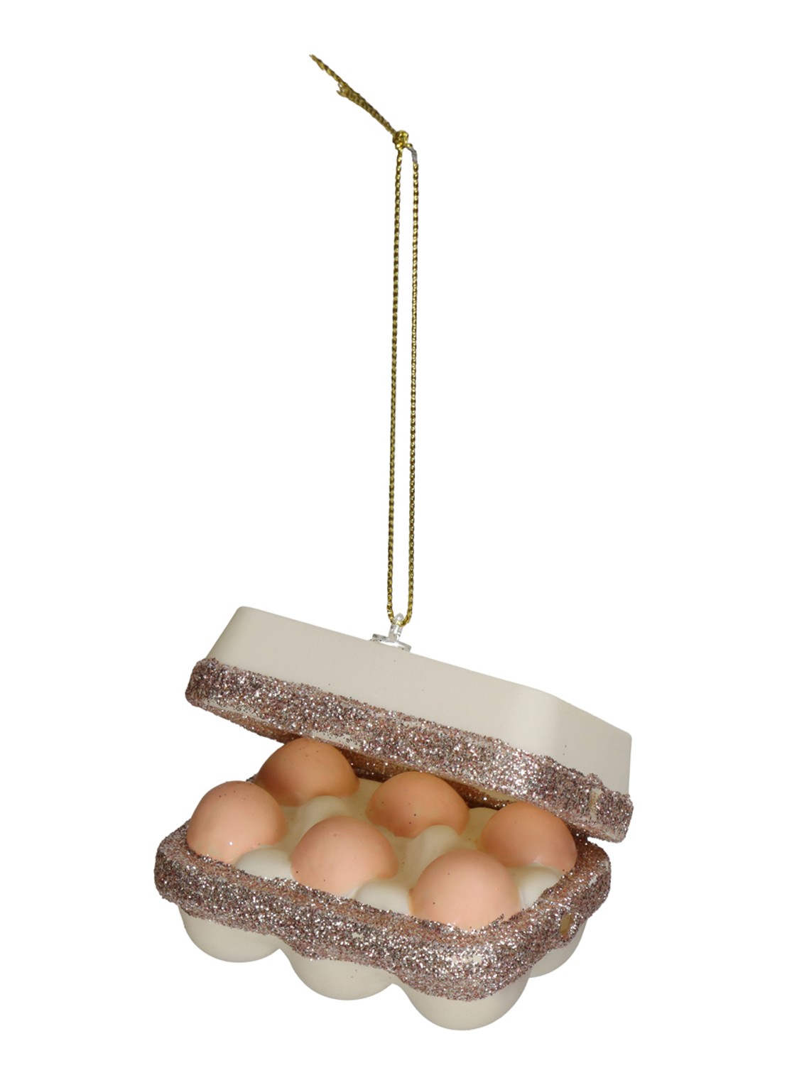 HD Collection Verse eieren kersthanger 6,5 cm - voorkant 4 beige
