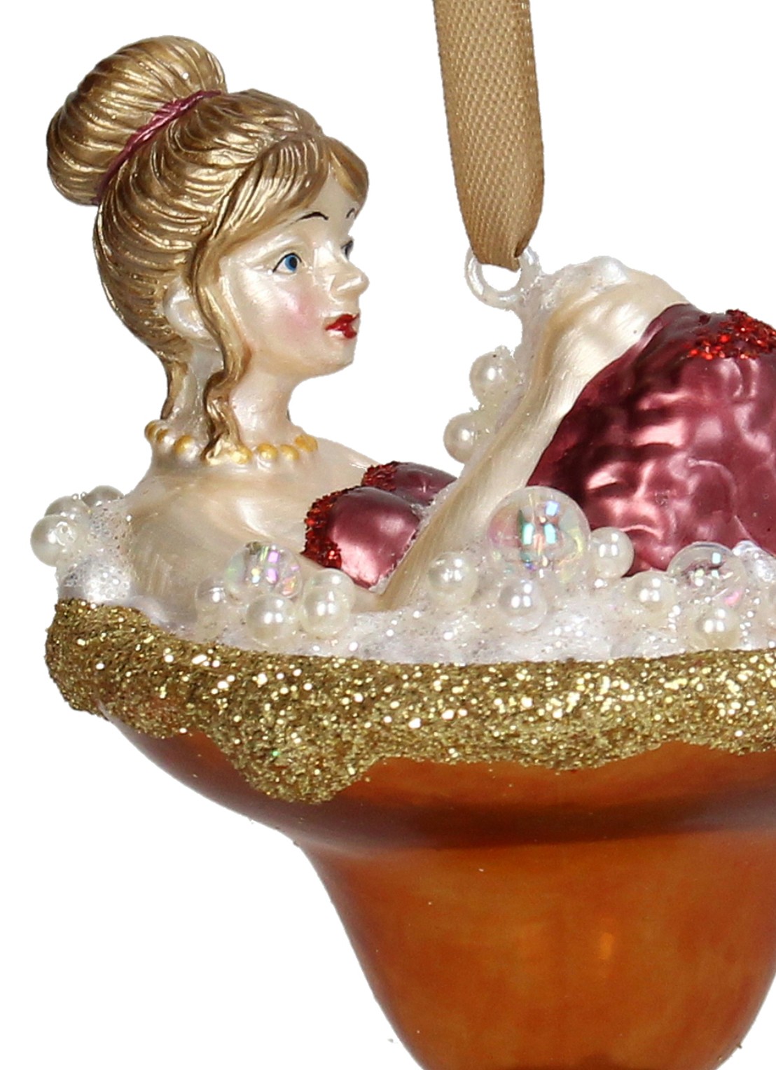 HD Collection Zeemeermin Cocktail kersthanger 11,4 cm - detail goud
