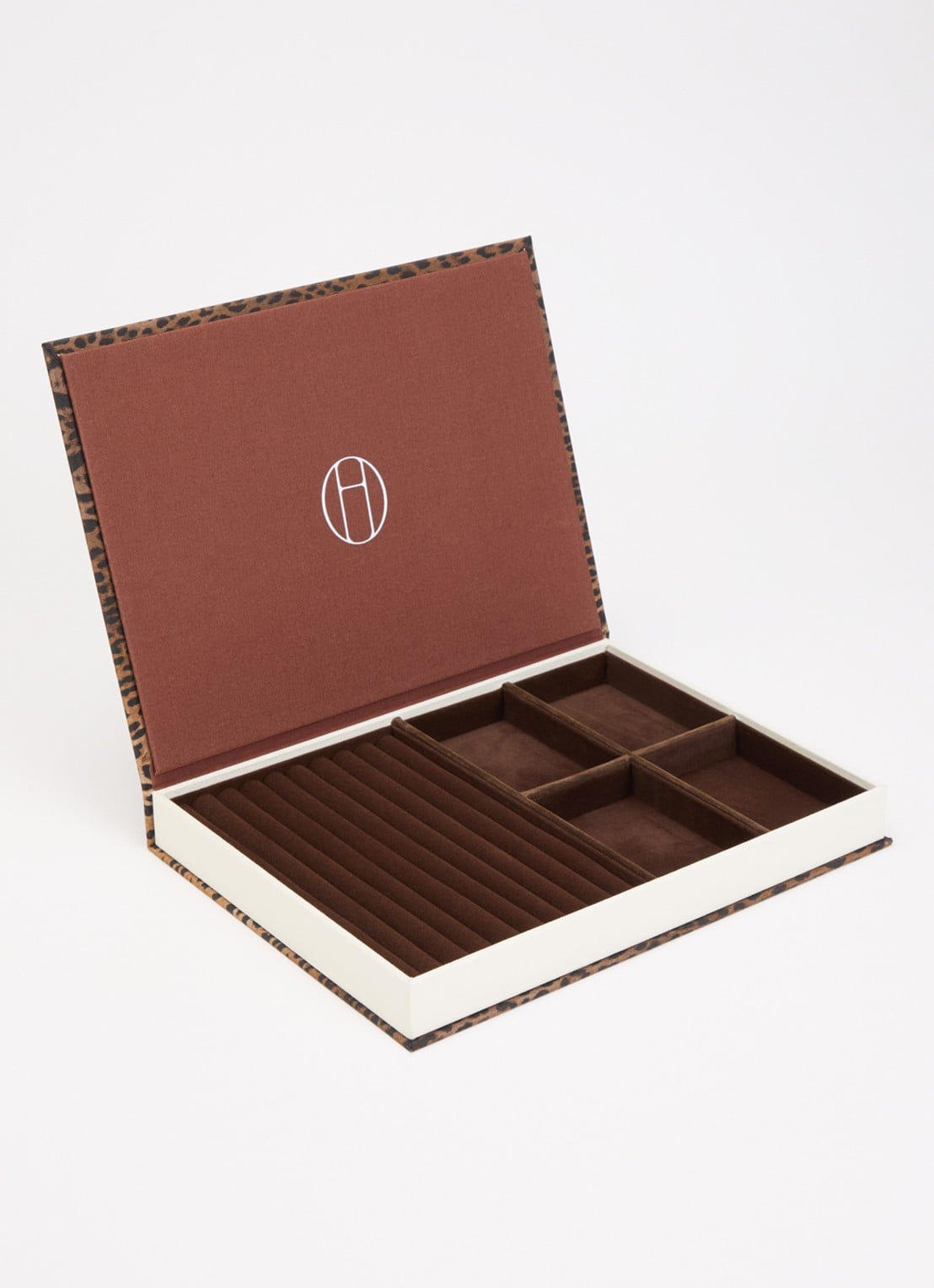 Heaven Mayhem Book Box sieradendoos met panterprint - voorkant 2 bruin