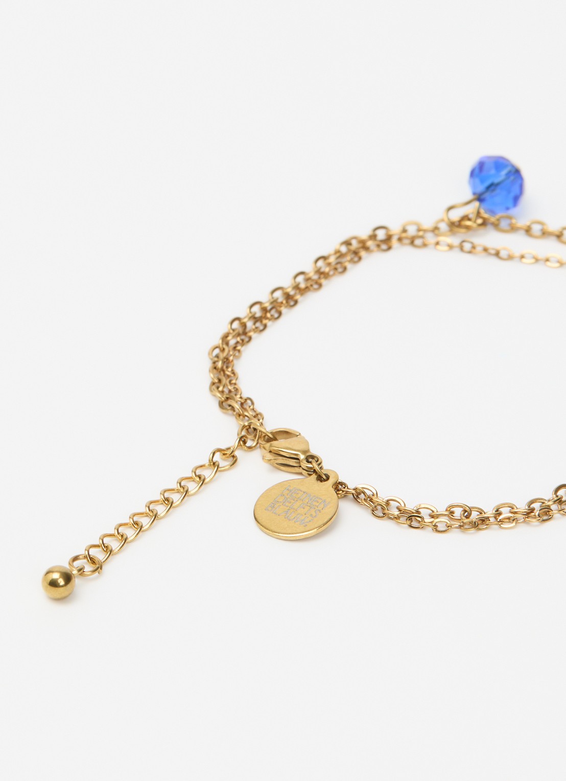 Heinen Delfts Blauw Armband met hanger - detail goud