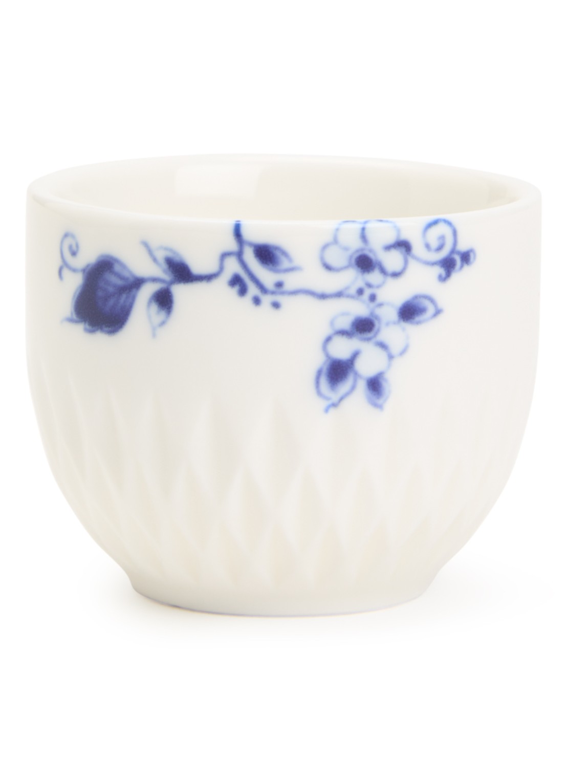Heinen Delfts Blauw Blauw Vouw eierdop 4 cm  - voorkant wit