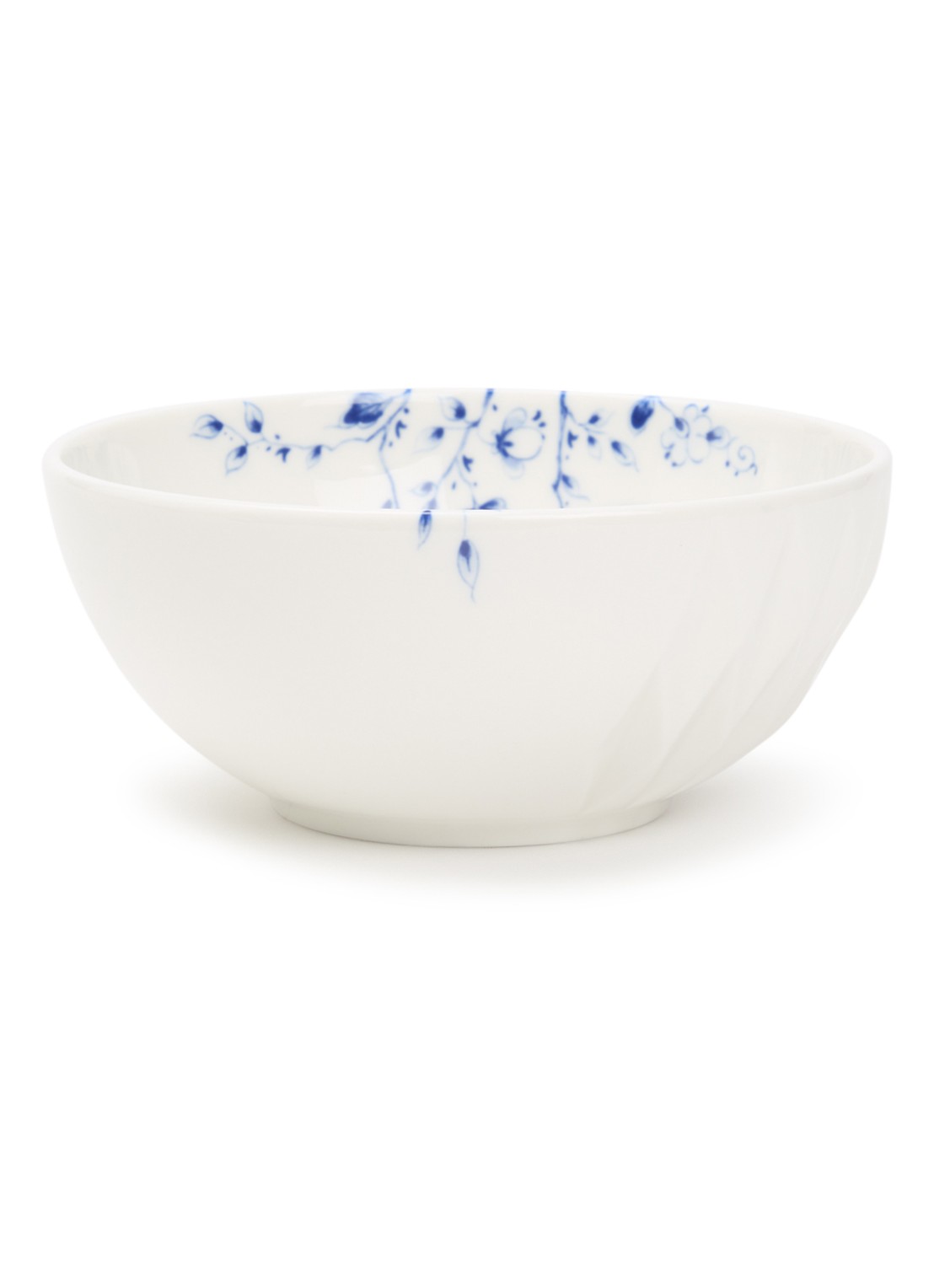 Heinen Delfts Blauw Blauw Vouw kom 16 cm  - voorkant wit