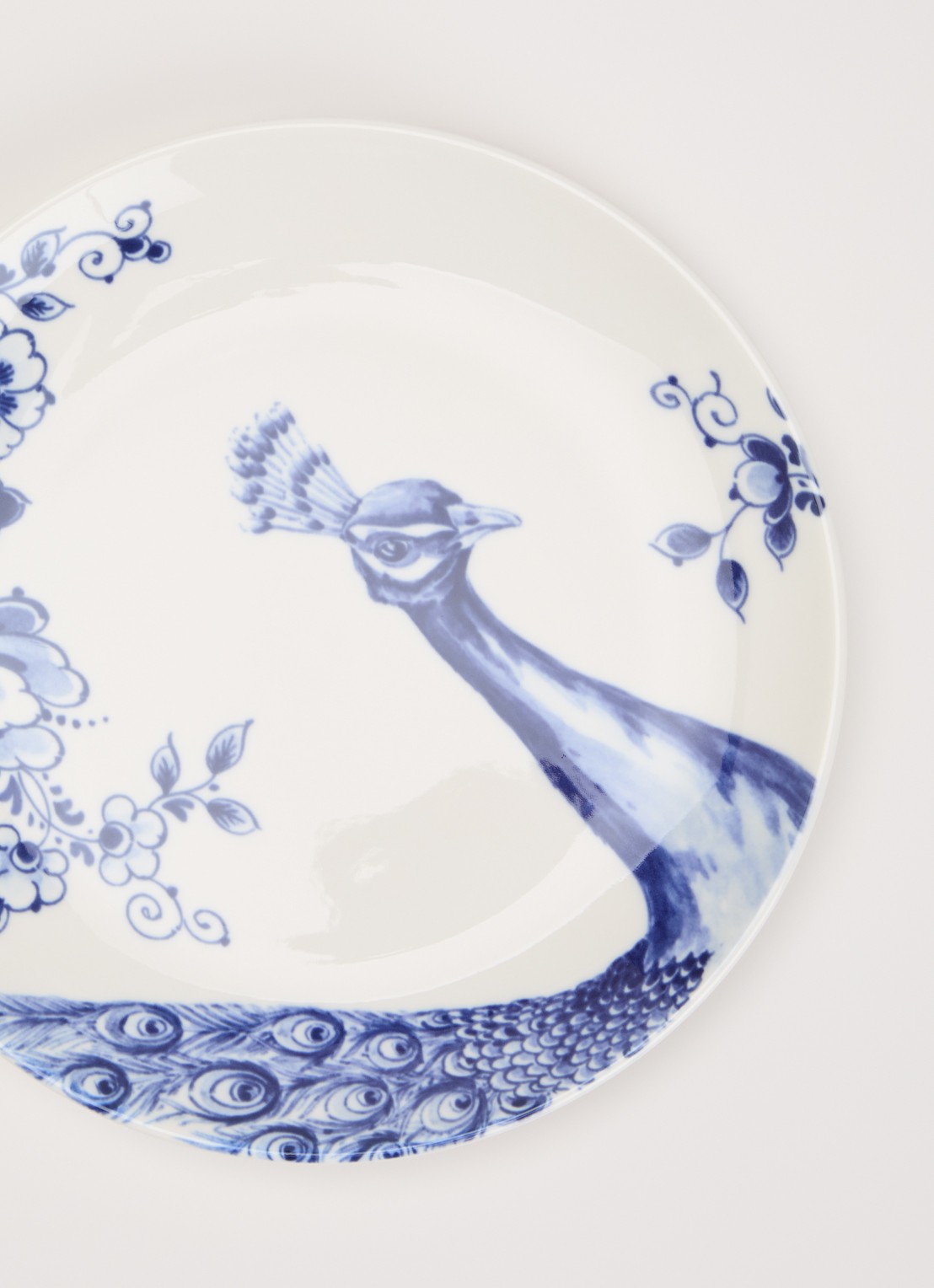 Heinen Delfts Blauw Blauw Vouw ontbijtbord 19 cm  - detail wit