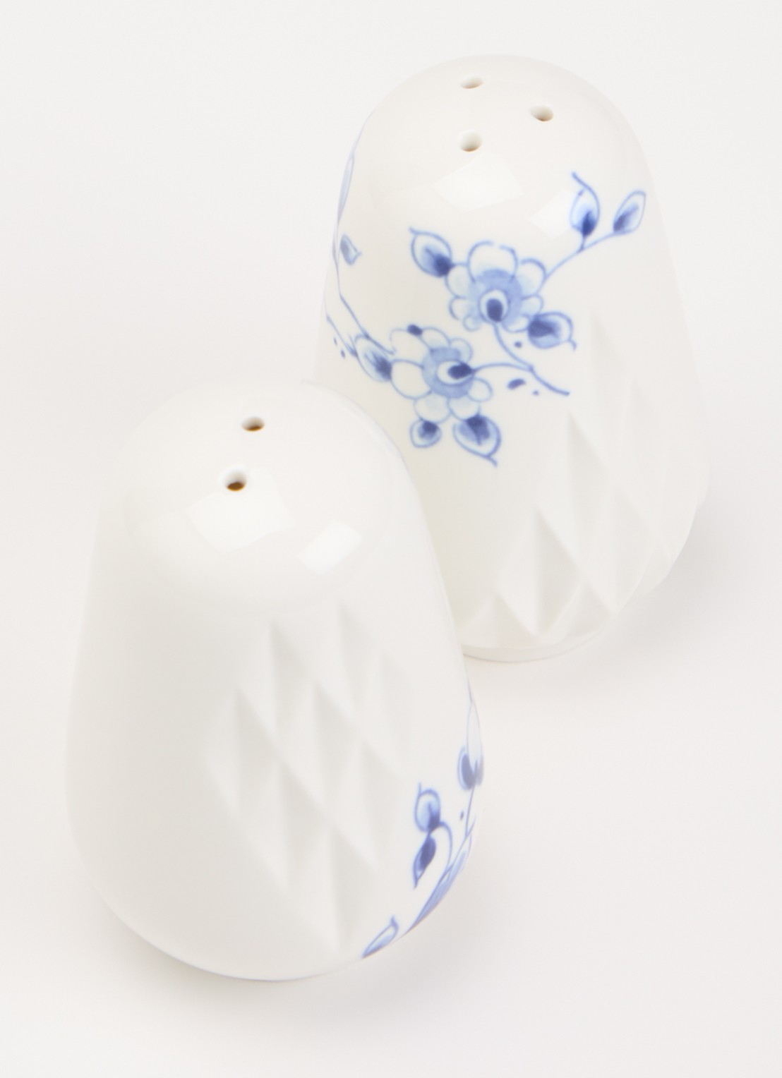 Heinen Delfts Blauw Blauw Vouw peper- en zoutstel 9 cm 2-delig - voorkant 2 wit