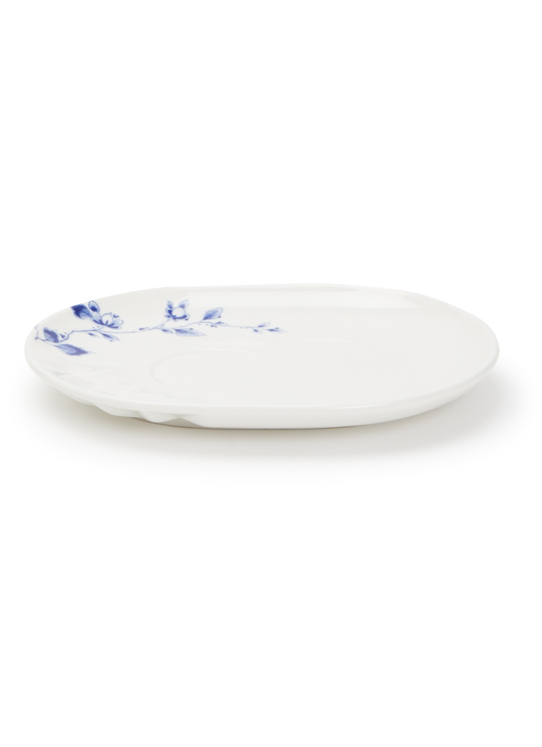 Heinen Delfts Blauw Blauw Vouw schotel 18 cm  - voorkant wit