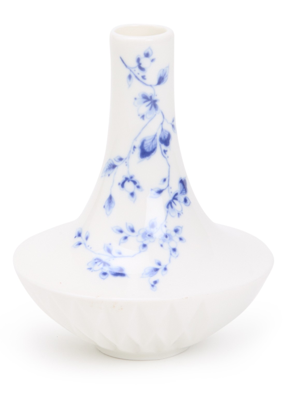 Heinen Delfts Blauw Blauw Vouw vaas 12 cm - voorkant wit