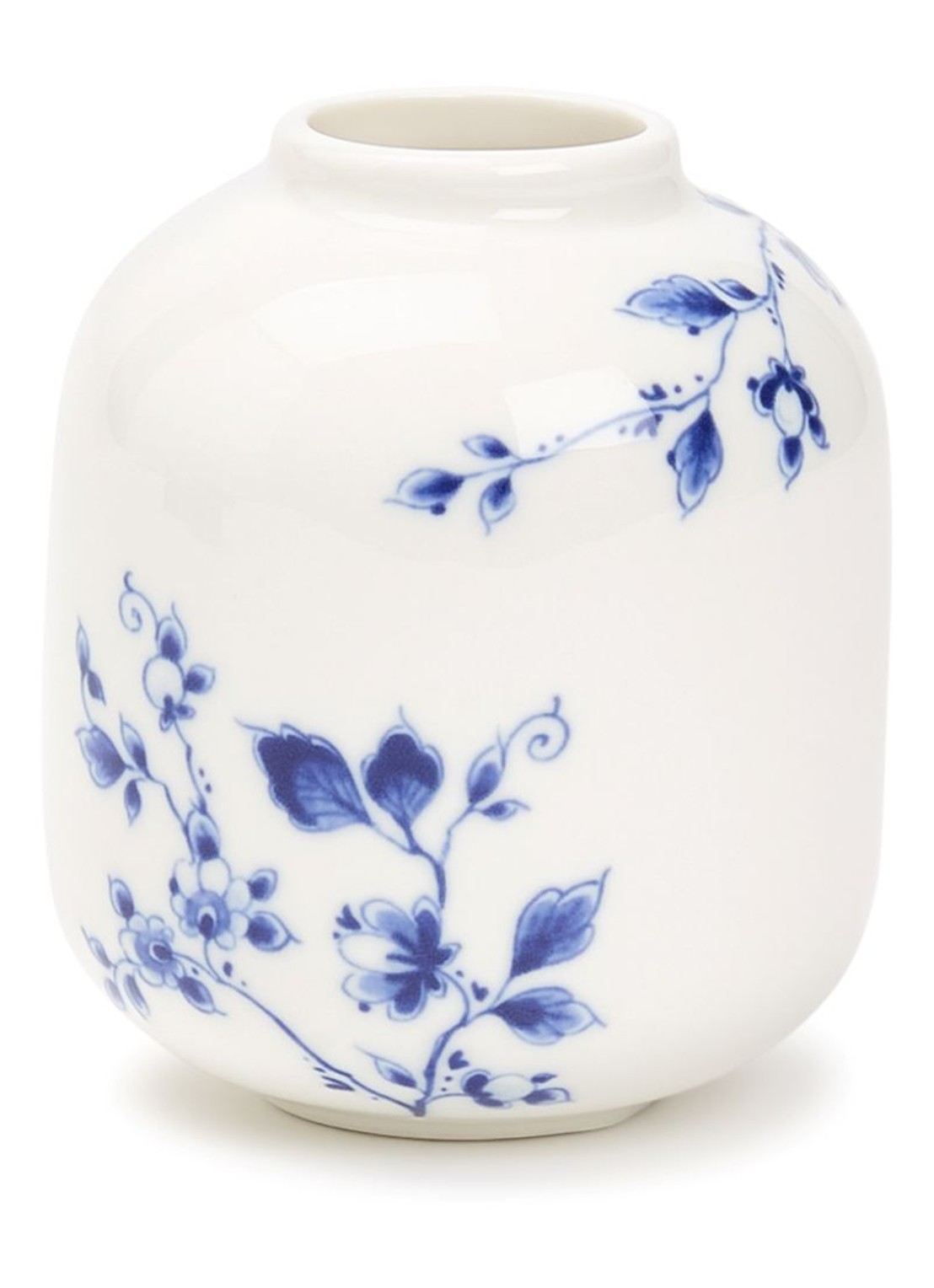 Heinen Delfts Blauw Blauw Vouw vaas 8 cm - voorkant wit