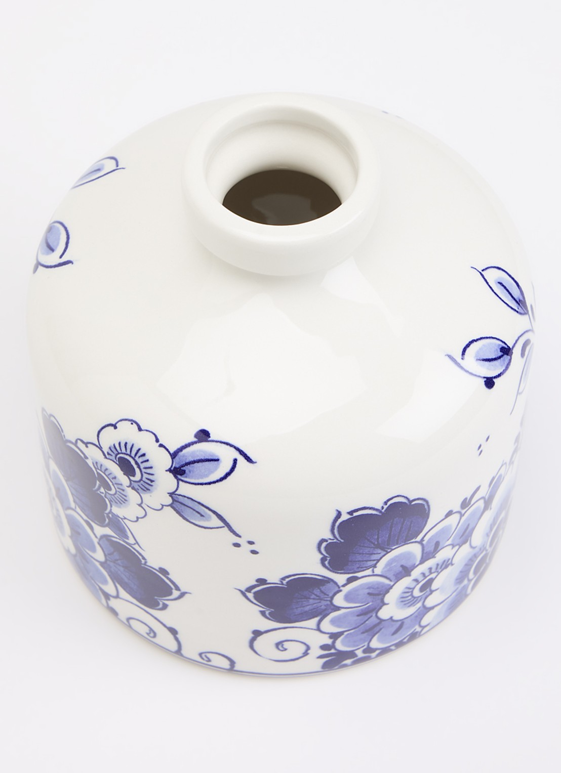 Heinen Delfts Blauw Bloem vaas 13 cm - voorkant 2 blauw