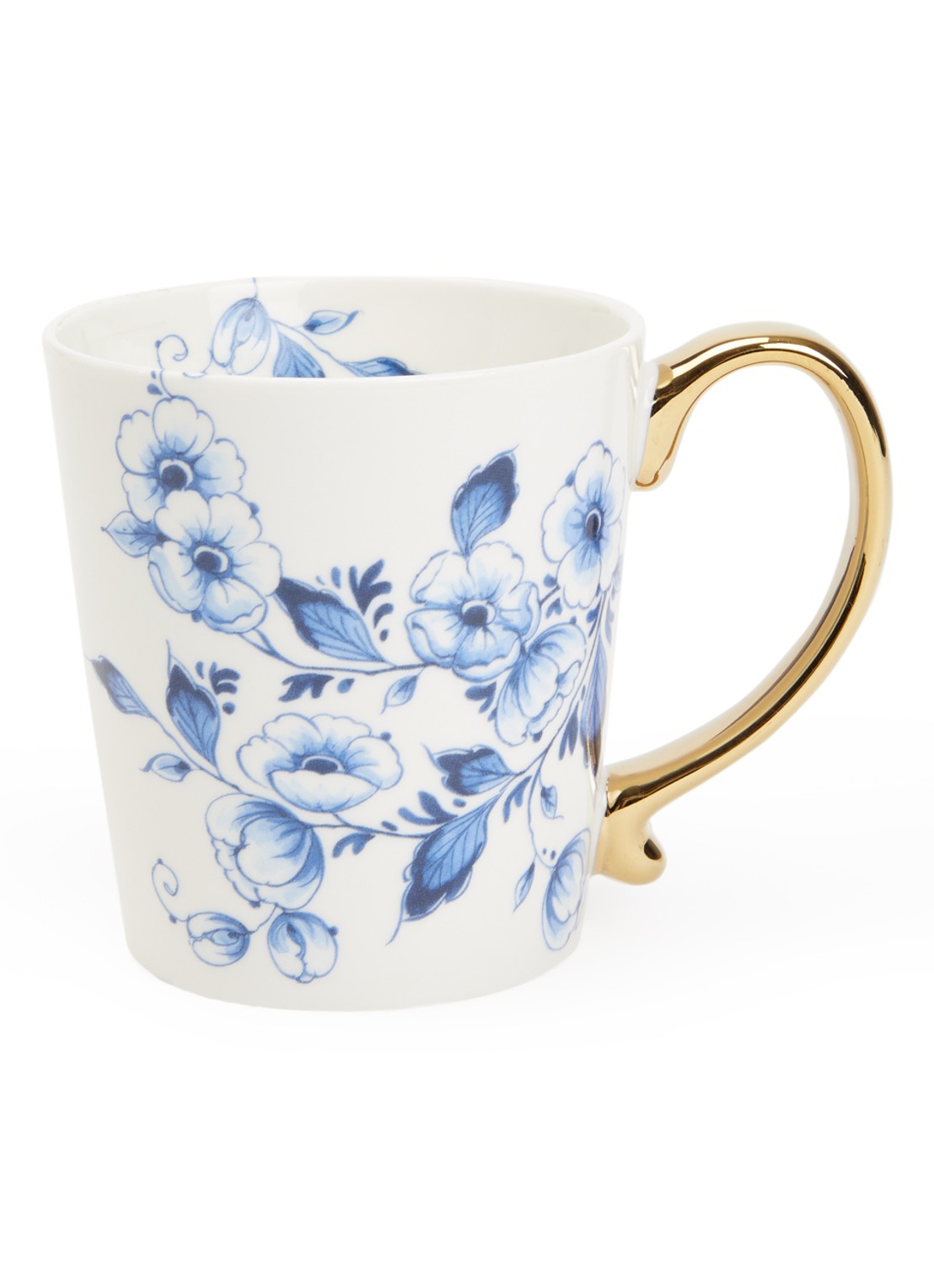 Heinen Delfts Blauw Bloemen kopje 30 cl - voorkant blauw