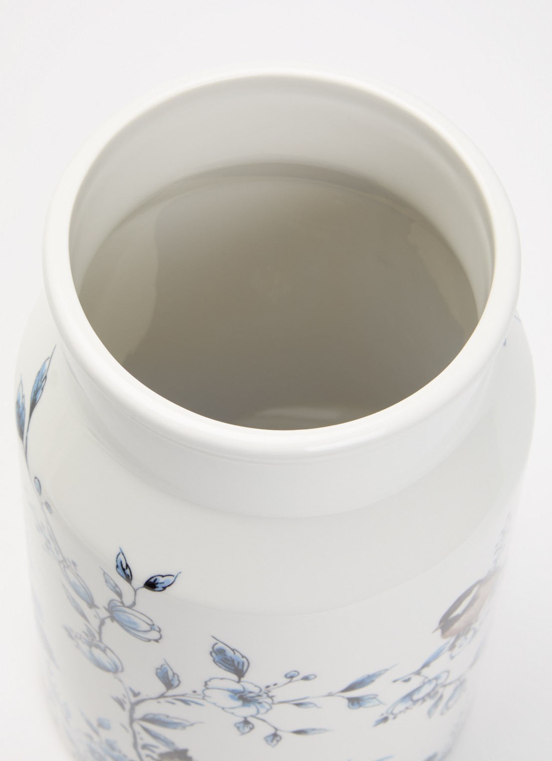 Heinen Delfts Blauw Bosvogels melkbus vaas 30 cm - voorkant 2 wit