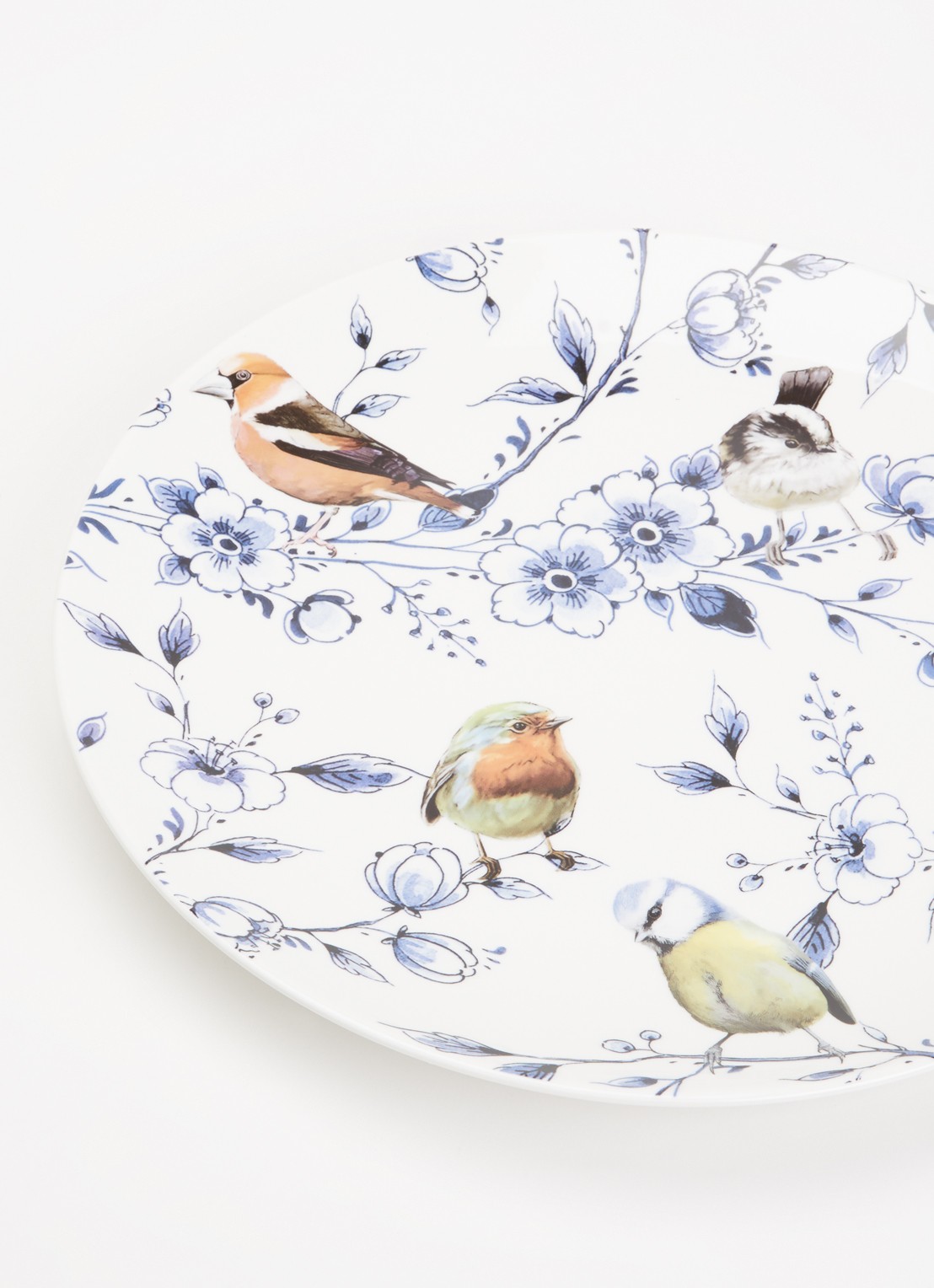 Heinen Delfts Blauw Bosvogels met bloesem wandbord 31 cm - detail 3 wit
