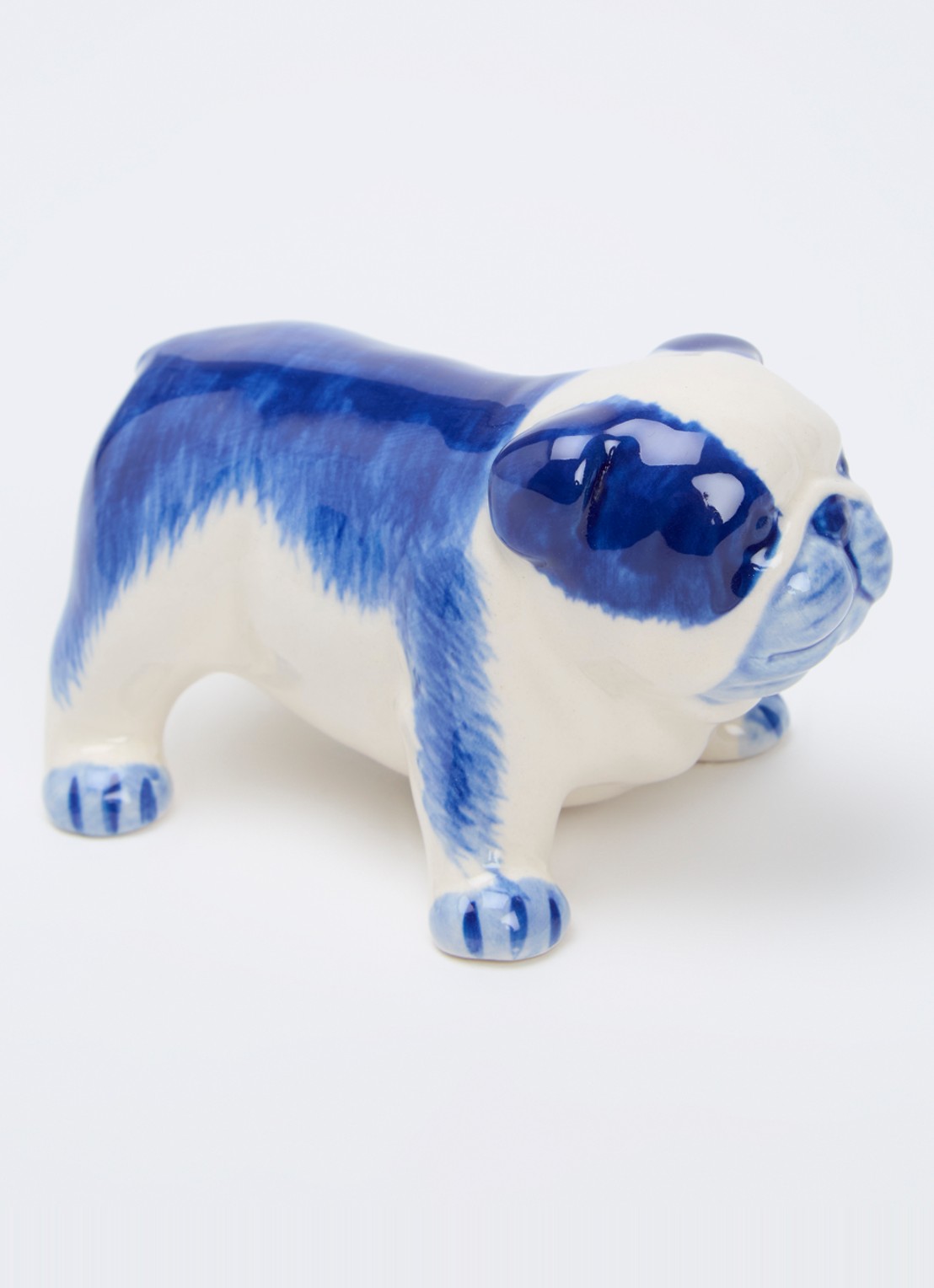 Heinen Delfts Blauw Boxer ornament 7 cm - voorkant 2 blauw