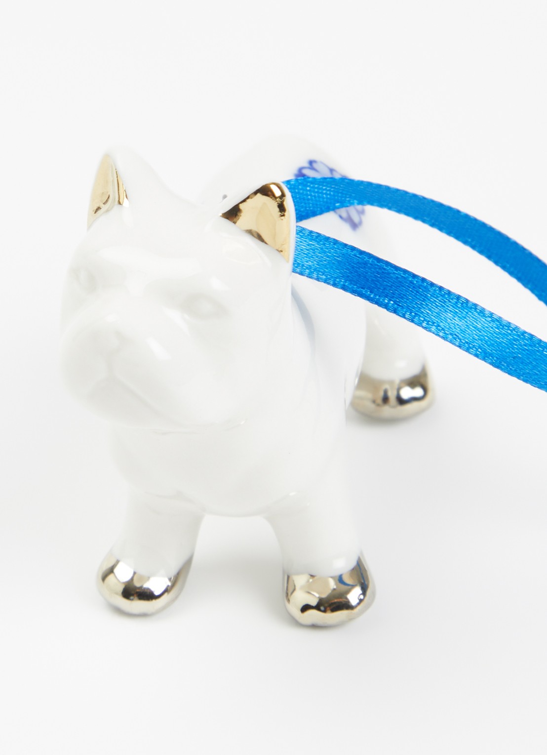 Heinen Delfts Blauw Bulldog kersthanger 5,5 cm - detail 2 gebroken wit