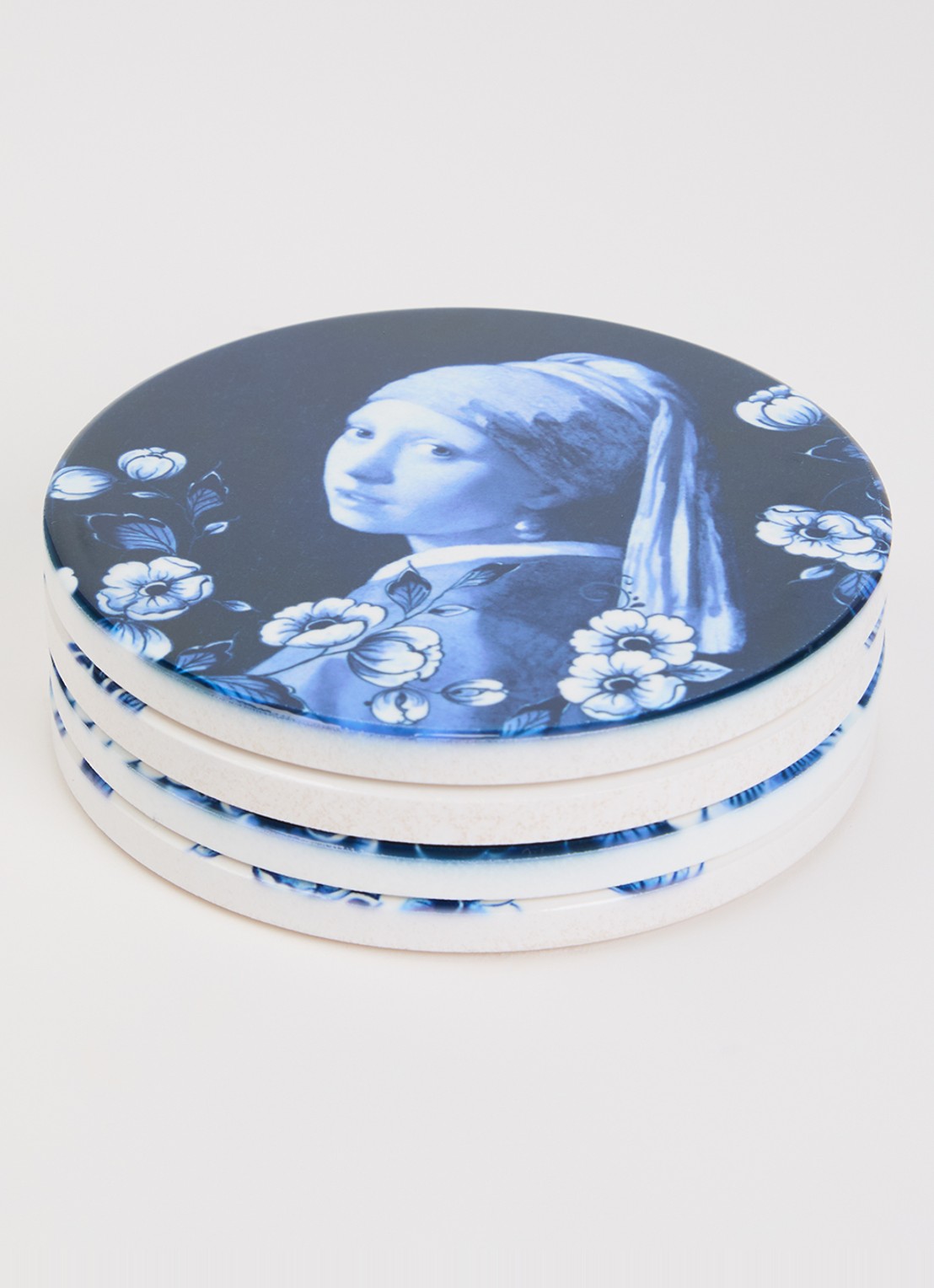 Heinen Delfts Blauw Dag & Nacht onderzetter set van 4 - voorkant 2 blauw