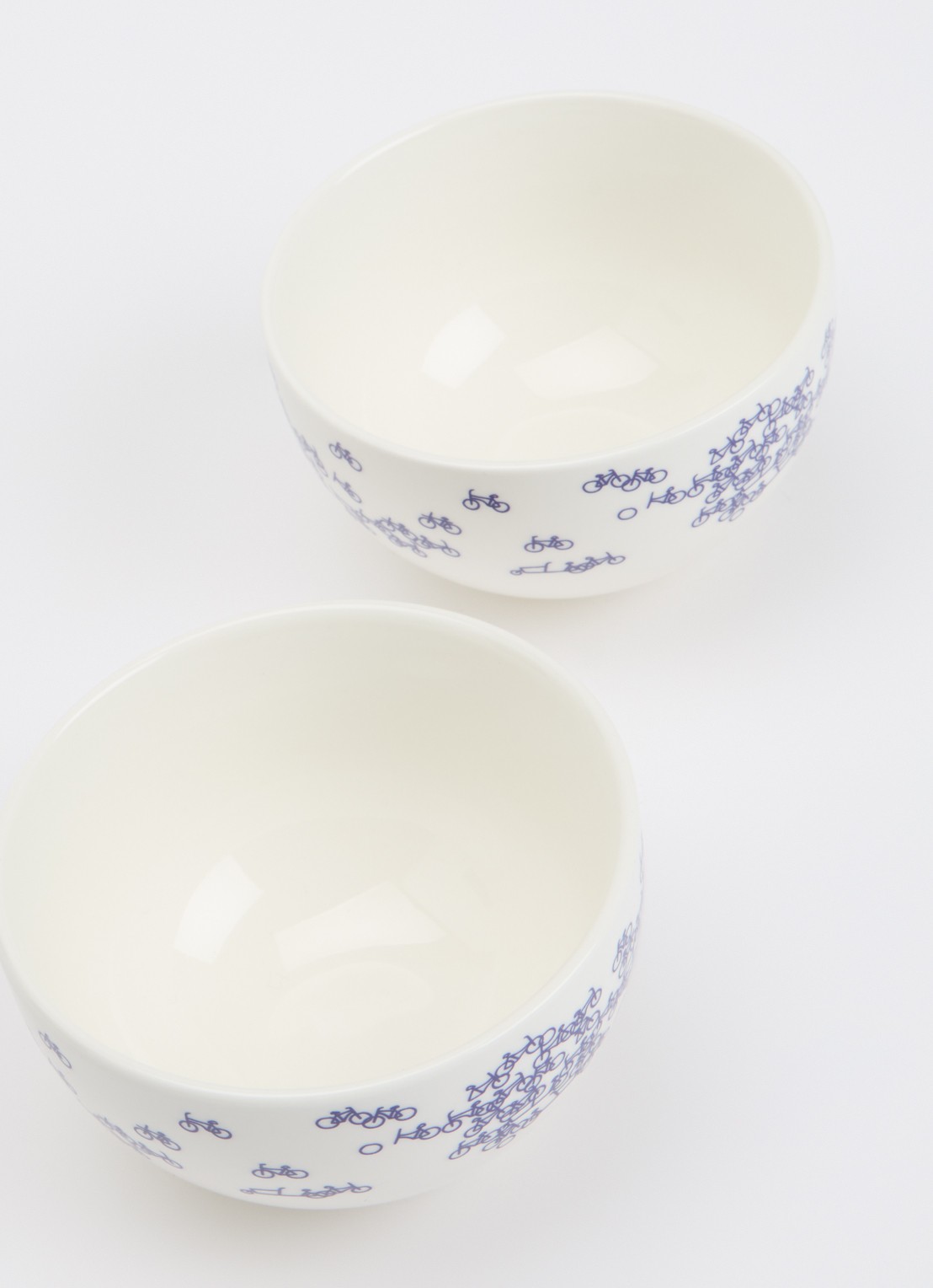 Heinen Delfts Blauw De Blauwe Fiets kom 10 cm set van 2 - voorkant 2 blauw