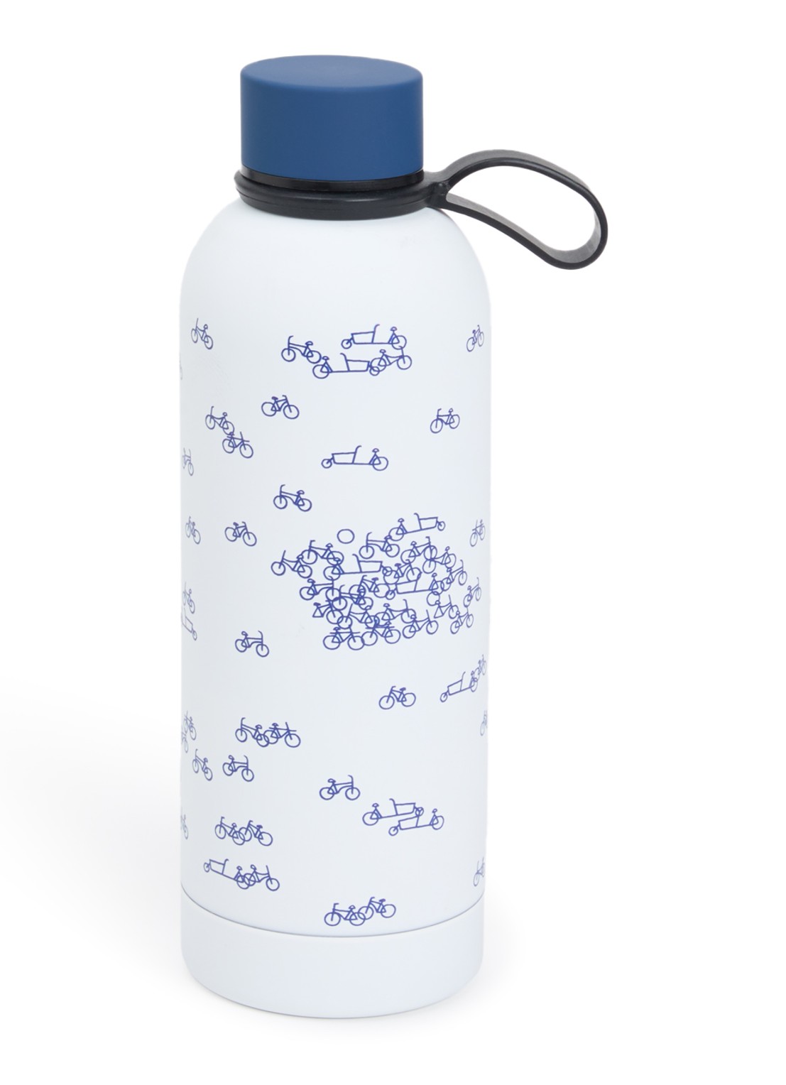 Heinen Delfts Blauw De Blauwe Fiets thermosfles 50 cl  - voorkant blauw