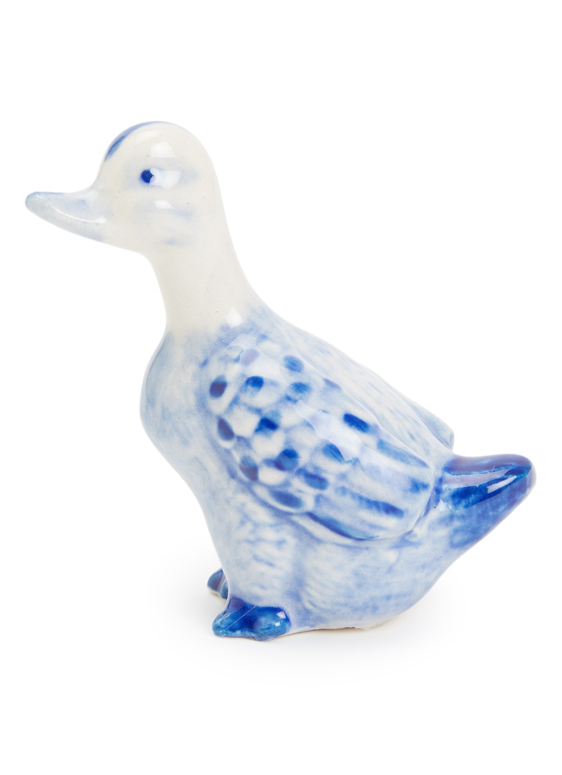 Heinen Delfts Blauw Eend ornament 5,5 cm - voorkant blauw