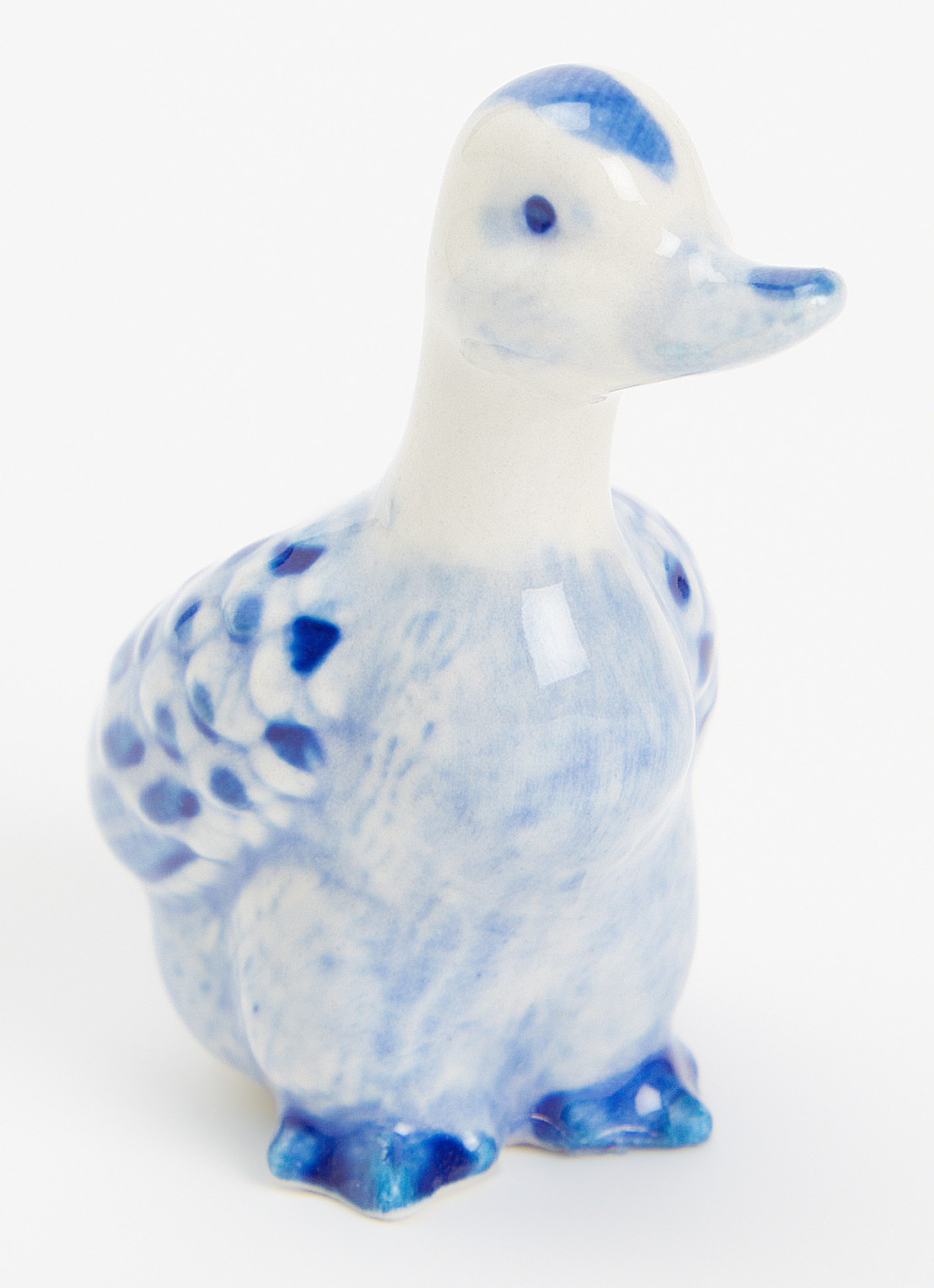 Heinen Delfts Blauw Eend ornament 5,5 cm - voorkant 2 blauw