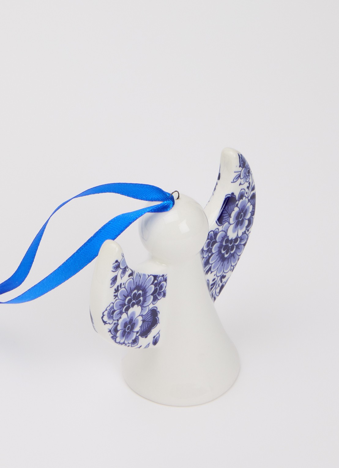 Heinen Delfts Blauw Engel kersthanger 8,5 cm - detail 2 gebroken wit