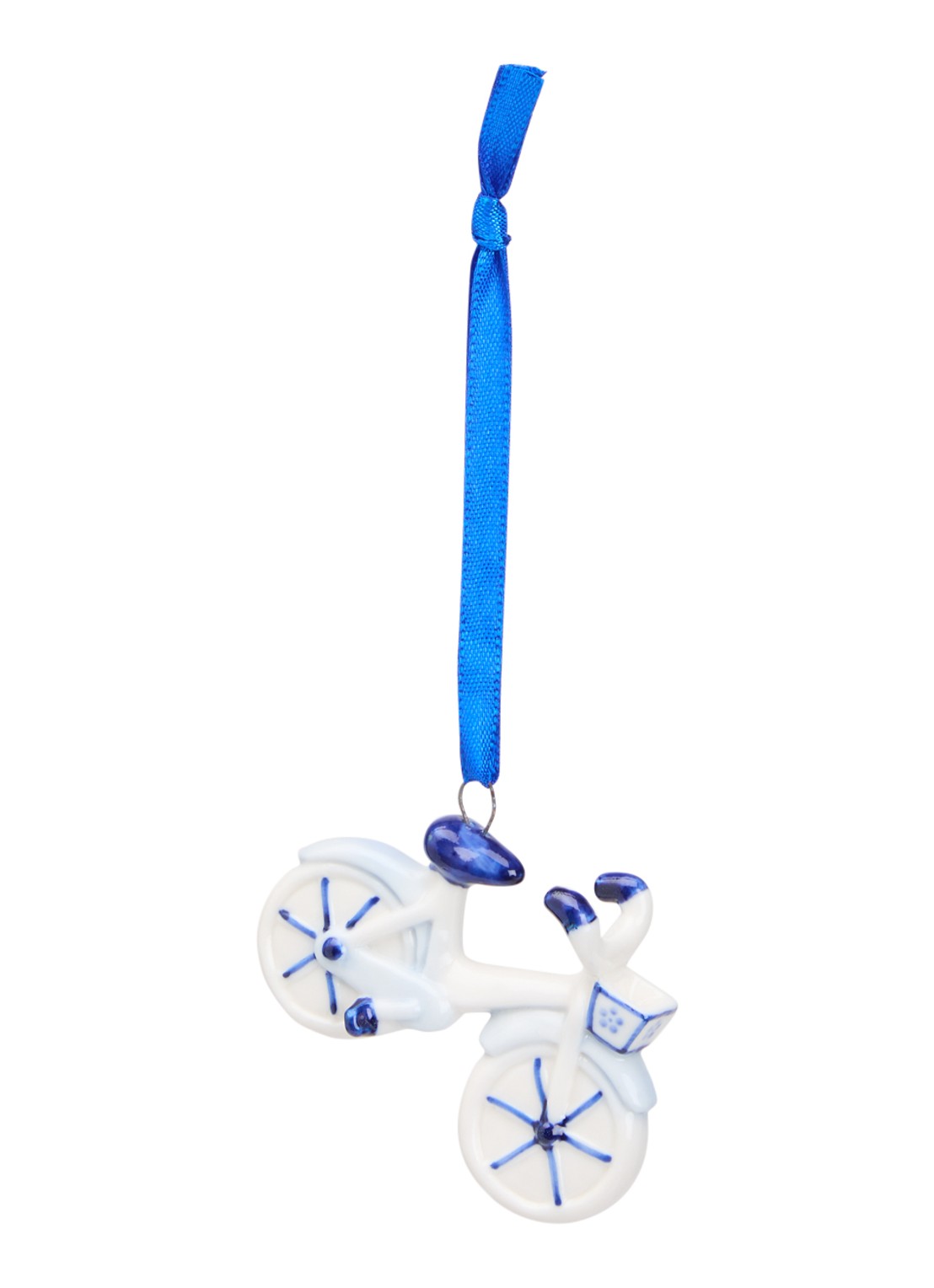 Heinen Delfts Blauw Fiets kersthanger 4,5 cm - voorkant multicolor