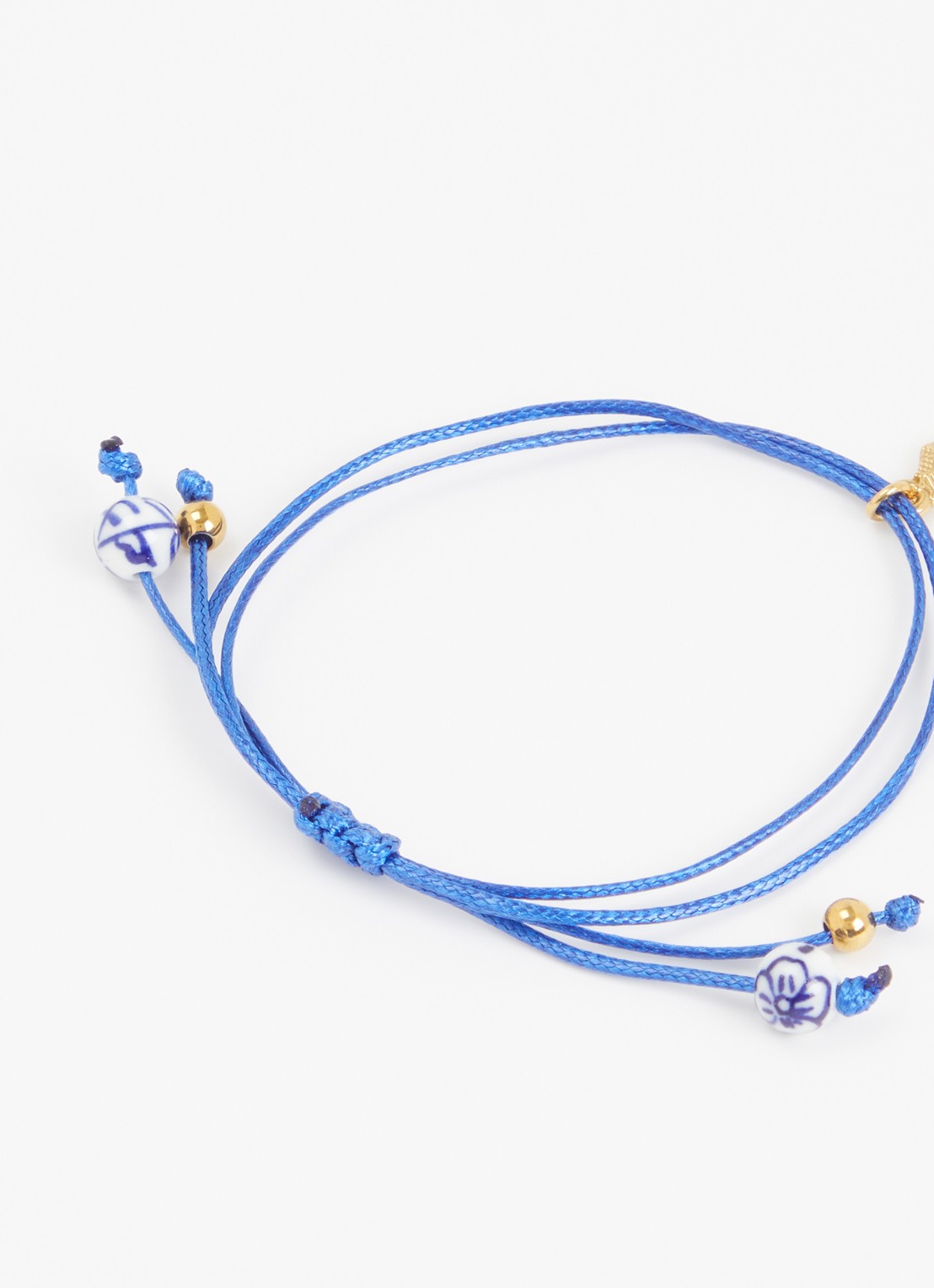 Heinen Delfts Blauw Grachtenpand armband met hanger - voorkant 2 blauw