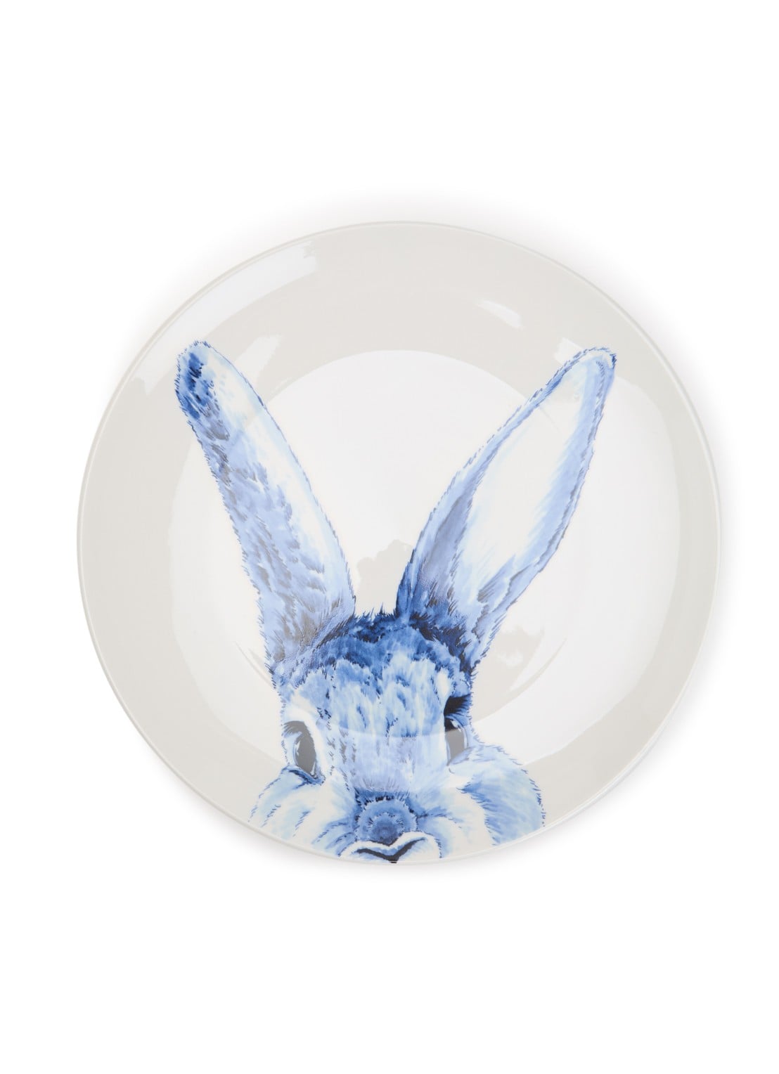 Heinen Delfts Blauw Haas wandbord decoratie 26 cm  - voorkant blauw