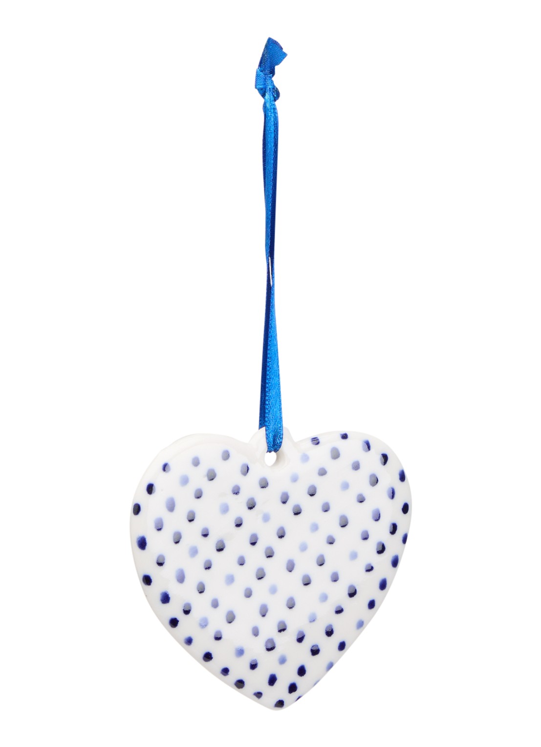 Heinen Delfts Blauw Hartje kersthanger 6,5 cm - voorkant 2 multicolor