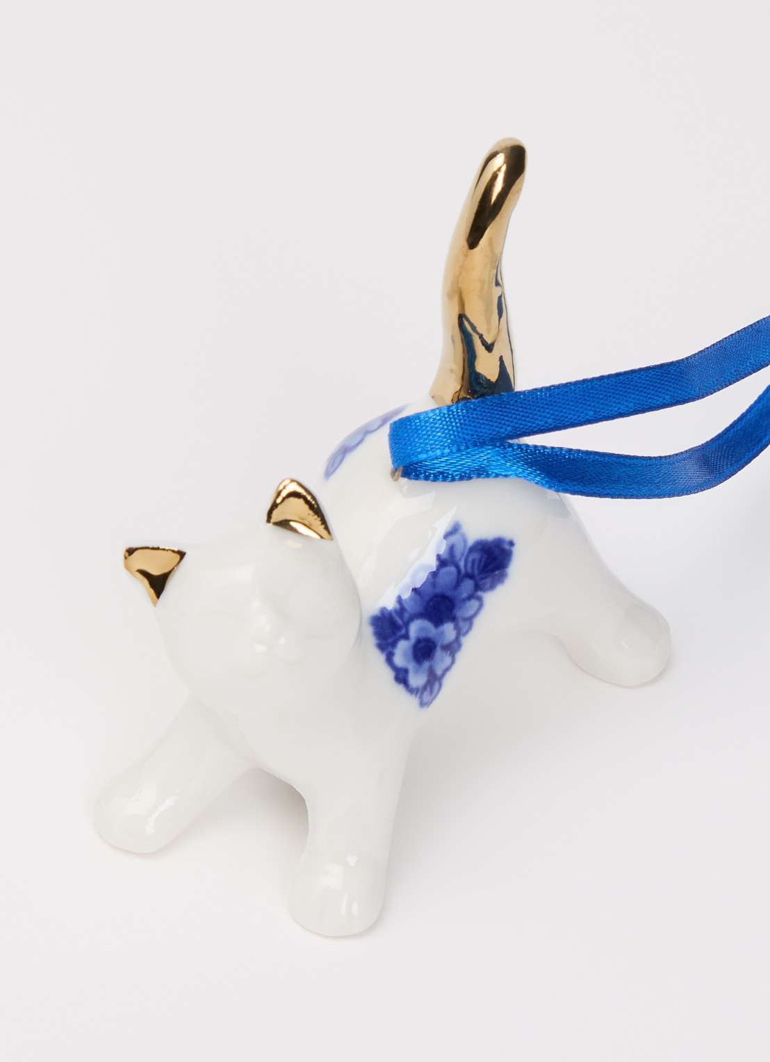 Heinen Delfts Blauw Kat kersthanger 7 cm - detail 2 multicolor