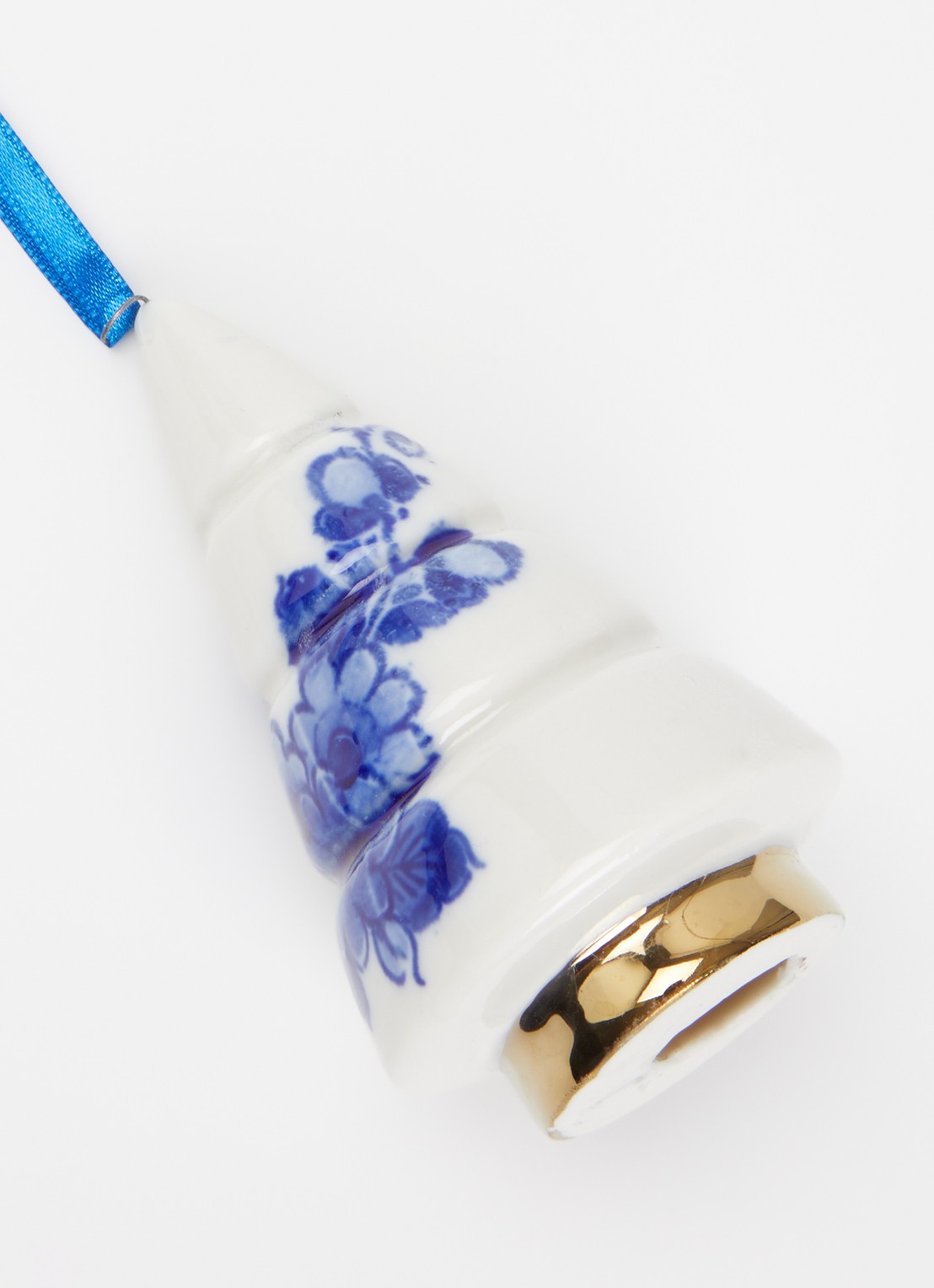 Heinen Delfts Blauw Kerstboom Kegel kersthanger 9,5 cm - detail 2 gebroken wit