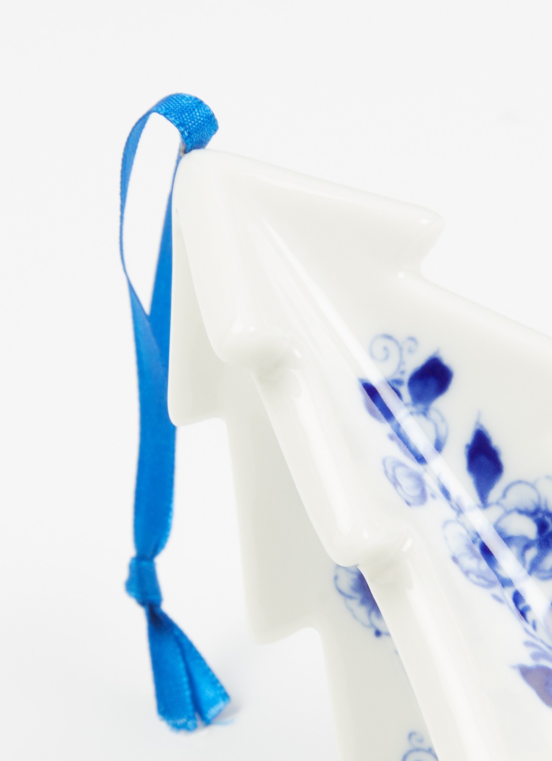 Heinen Delfts Blauw Kerstboom kersthanger 9 cm - detail 2 gebroken wit