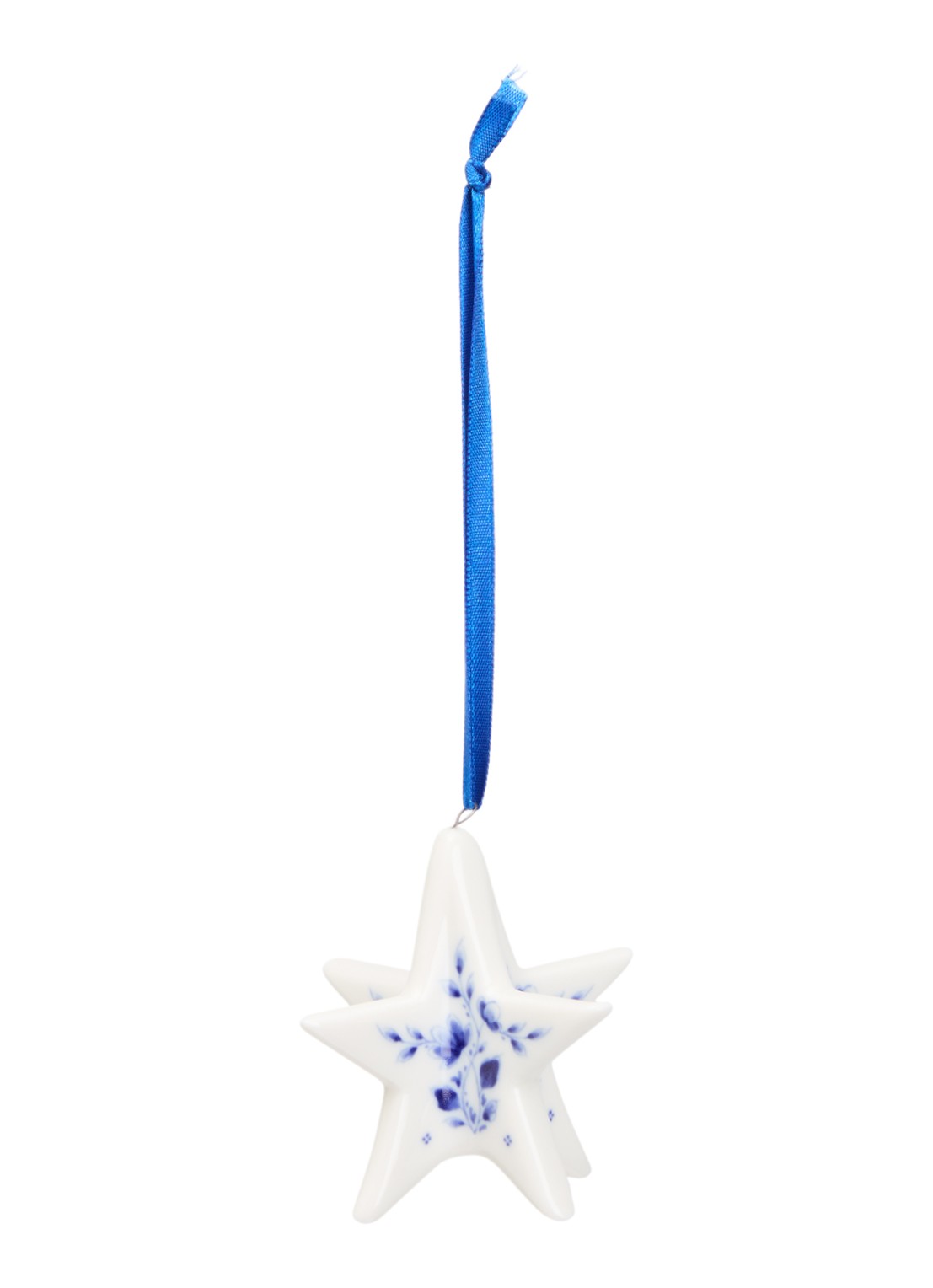 Heinen Delfts Blauw Kerstster 3D kersthanger 6,5 cm - voorkant multicolor