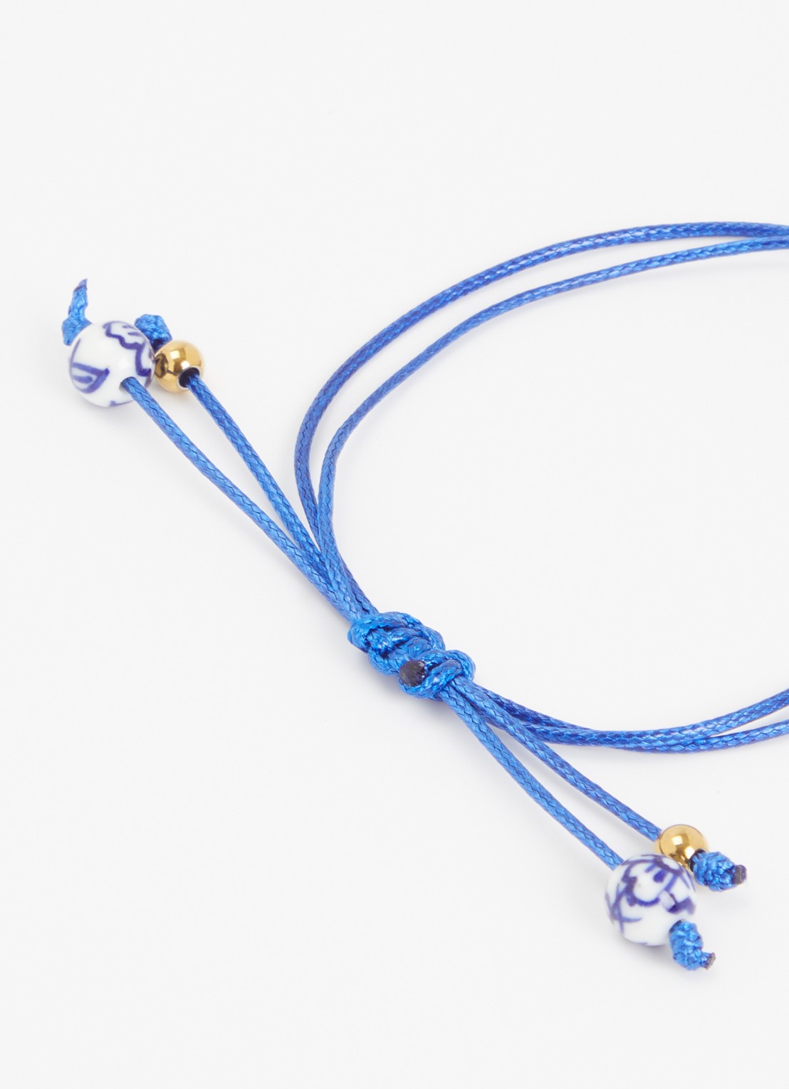 Heinen Delfts Blauw Kissing Couple armband met hanger - voorkant 2 blauw