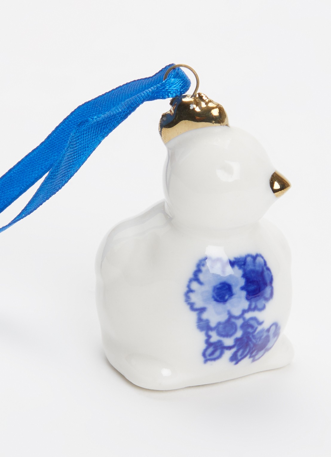 Heinen Delfts Blauw Kuiken kersthanger 5,5 cm - detail 2 gebroken wit
