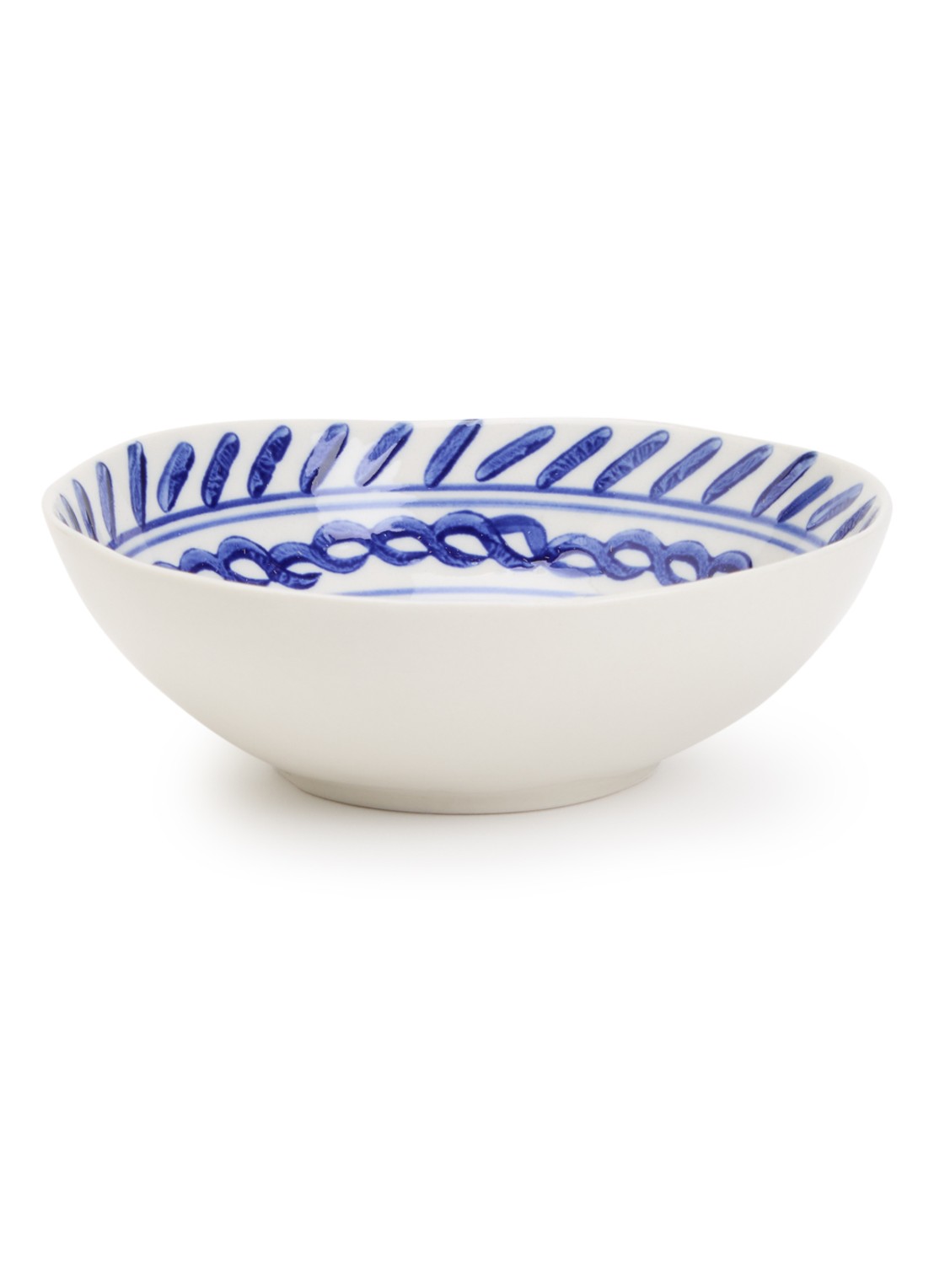 Heinen Delfts Blauw Majolica kom 13 cm - voorkant wit