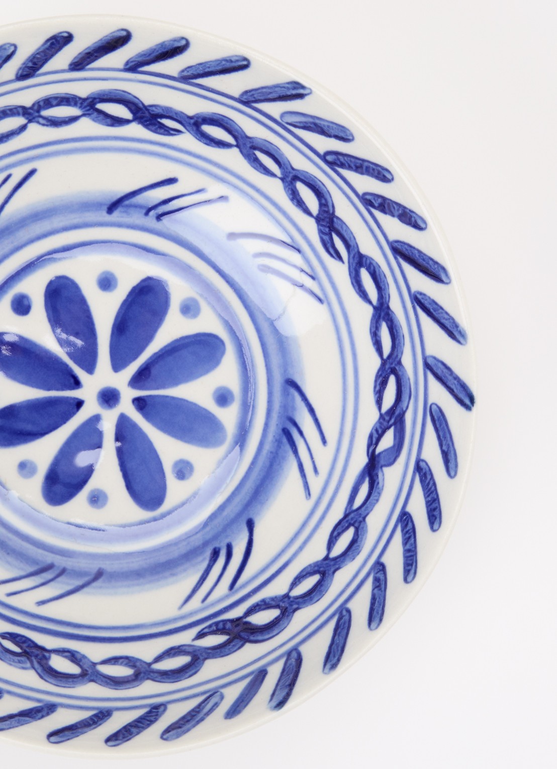 Heinen Delfts Blauw Majolica kom 13 cm - voorkant 2 wit