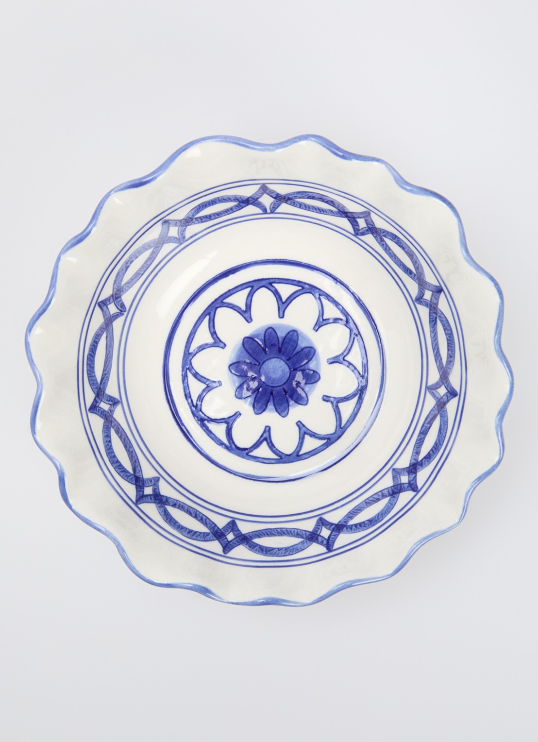 Heinen Delfts Blauw Majolica kom 16 cm - voorkant 2 wit