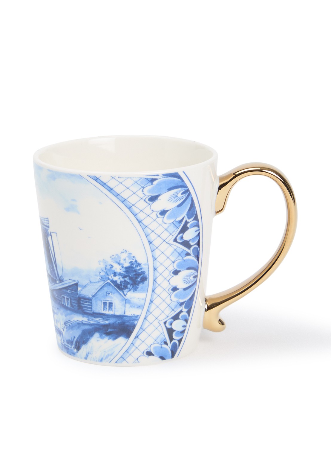 Heinen Delfts Blauw Molen kopje 30 cl - voorkant wit