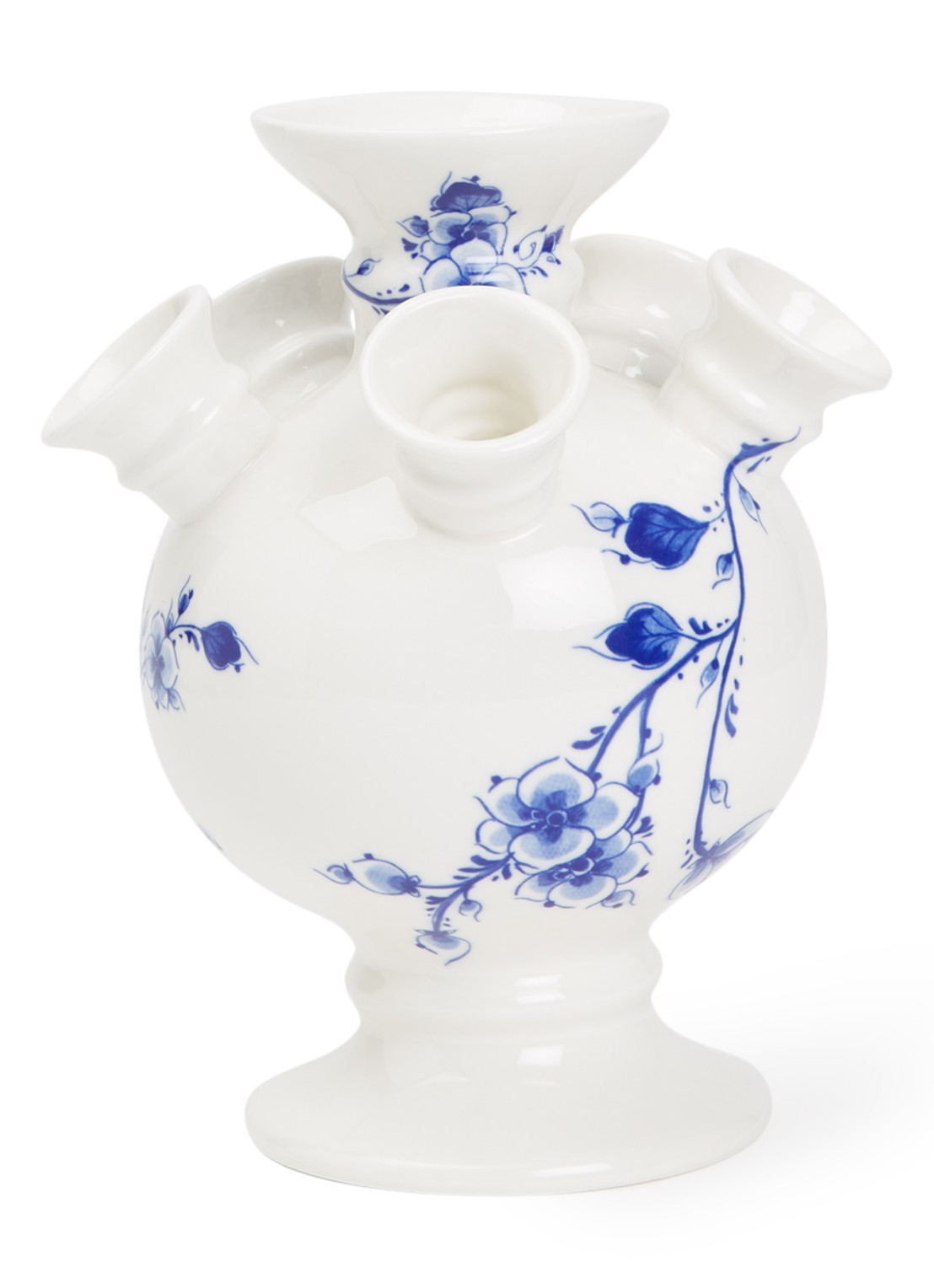 Heinen Delfts Blauw Orchidee tulpenvaas 22 cm - voorkant blauw