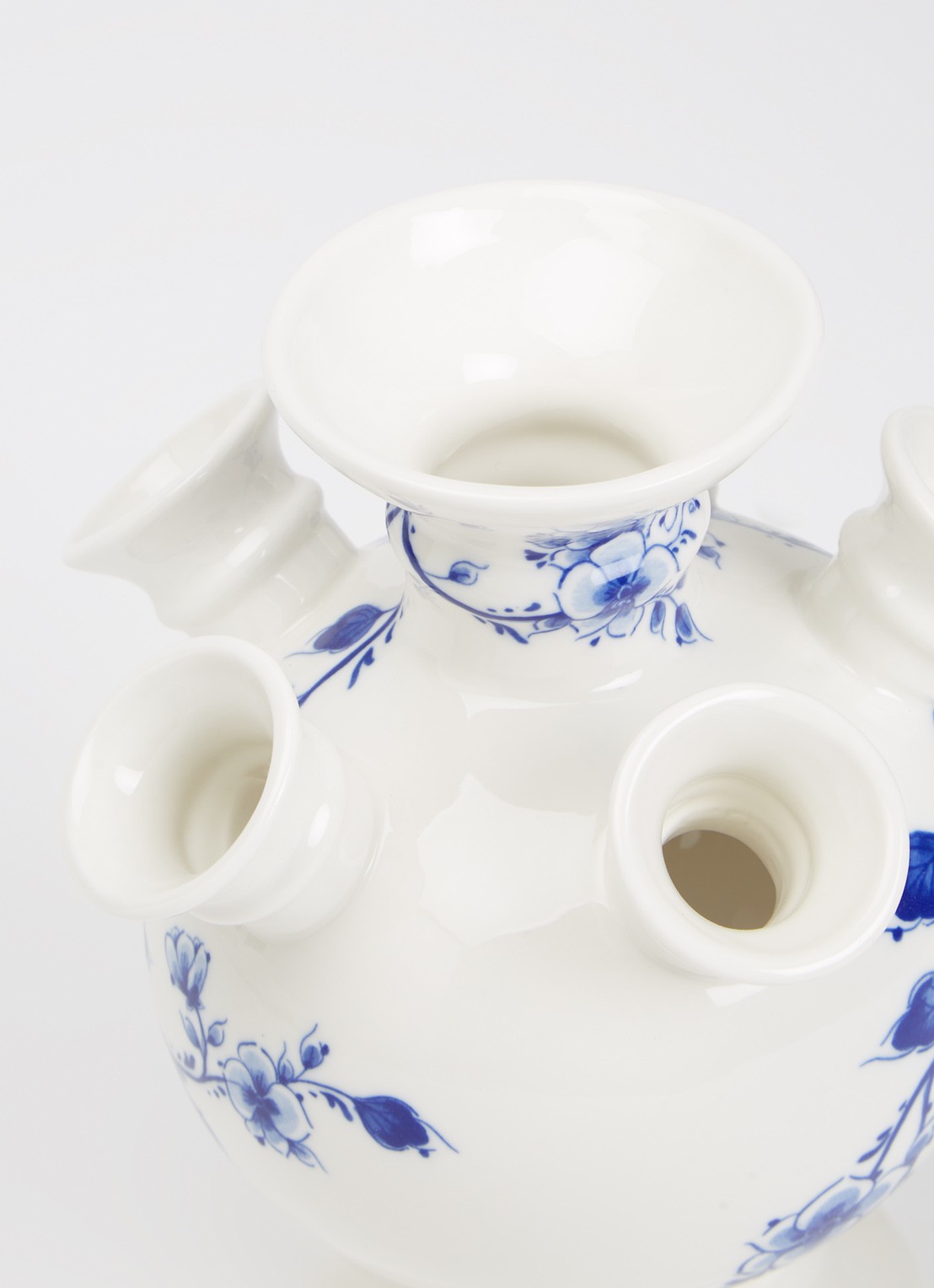 Heinen Delfts Blauw Orchidee tulpenvaas 22 cm - voorkant 2 blauw