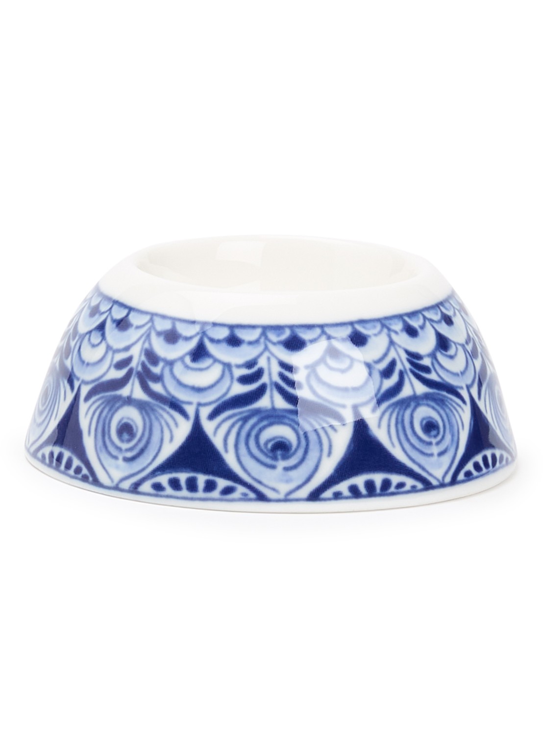 Heinen Delfts Blauw Paauw Blauw eierdop 3 cm - voorkant wit