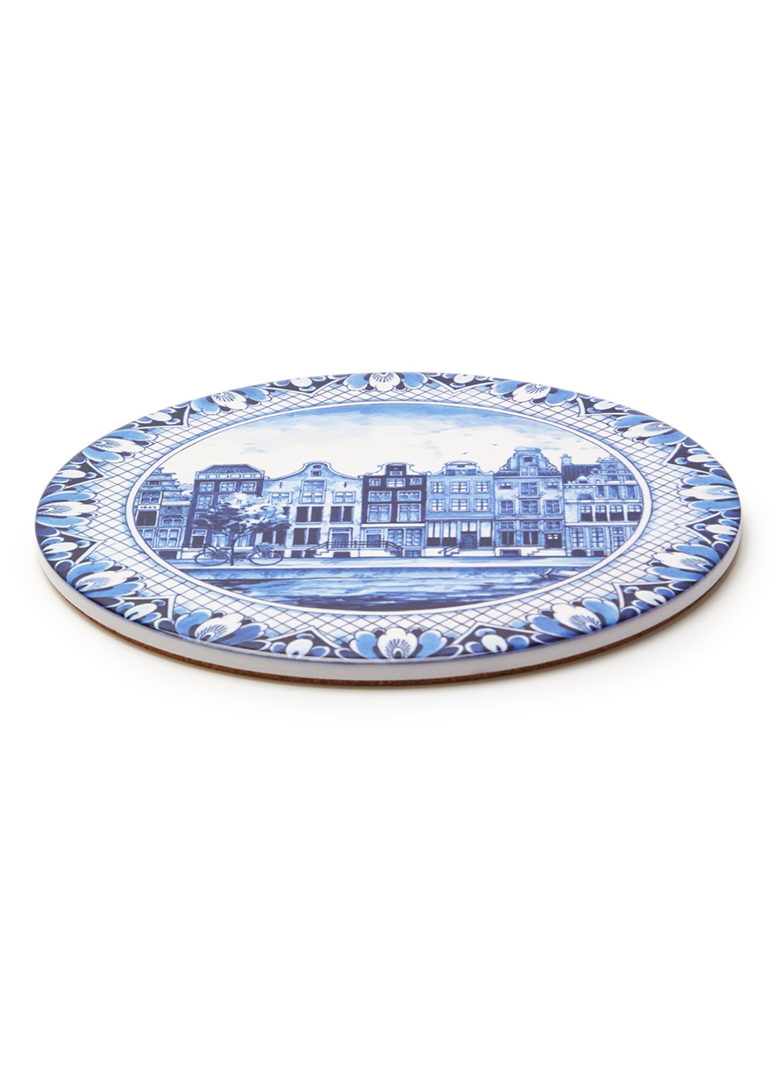 Heinen Delfts Blauw Panonderzetter 18 cm - voorkant royalblauw