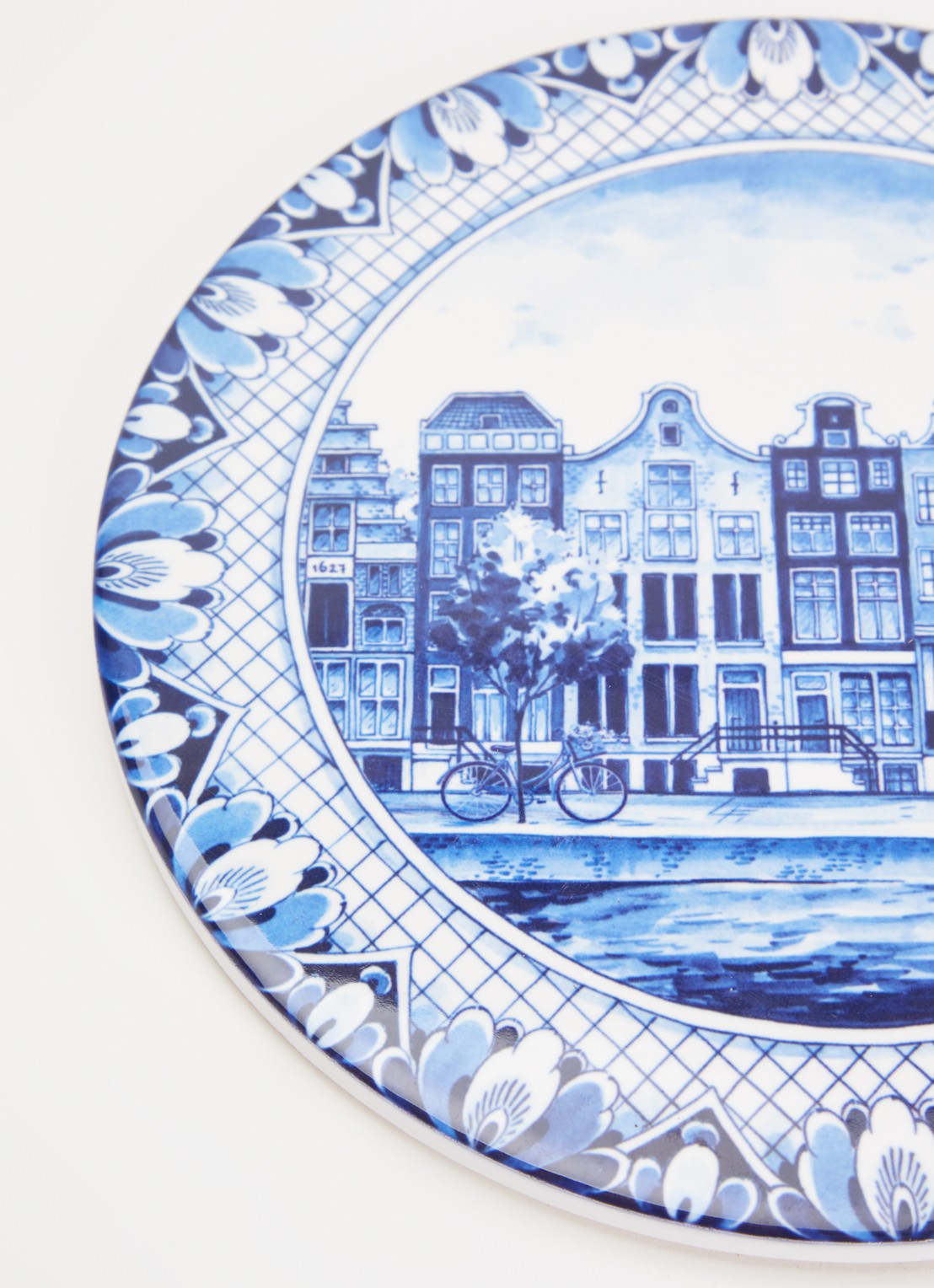 Heinen Delfts Blauw Panonderzetter 18 cm - voorkant 2 royalblauw