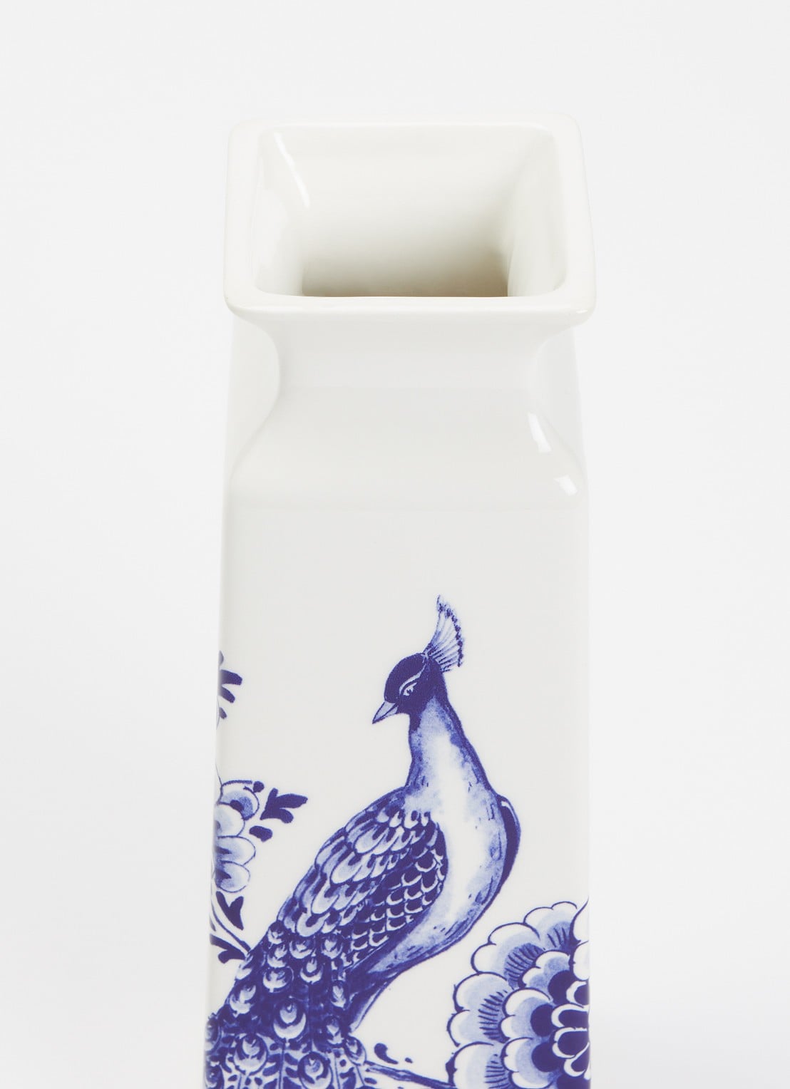 Heinen Delfts Blauw Pauw vaas 22 cm  - voorkant 2 blauw